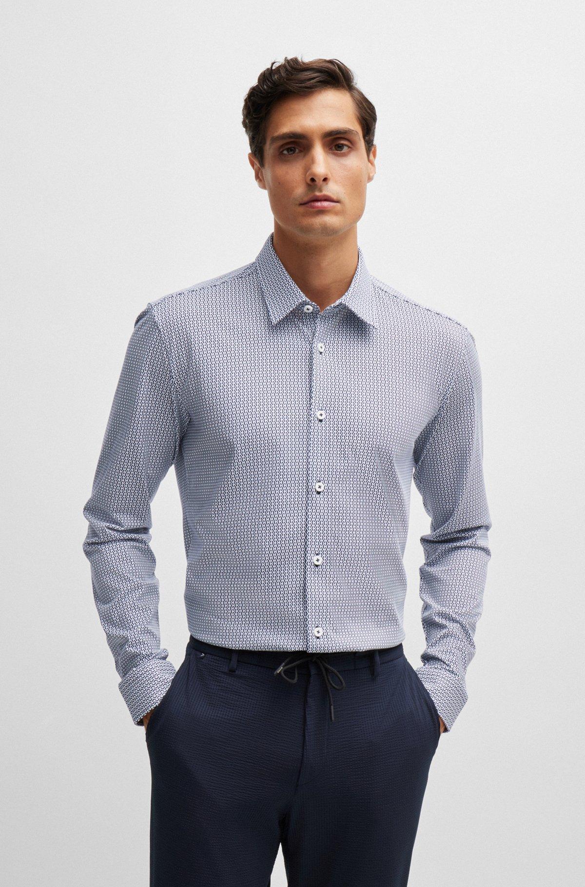 Slim-fit shirt in a printed performance-stretch blend Product Image