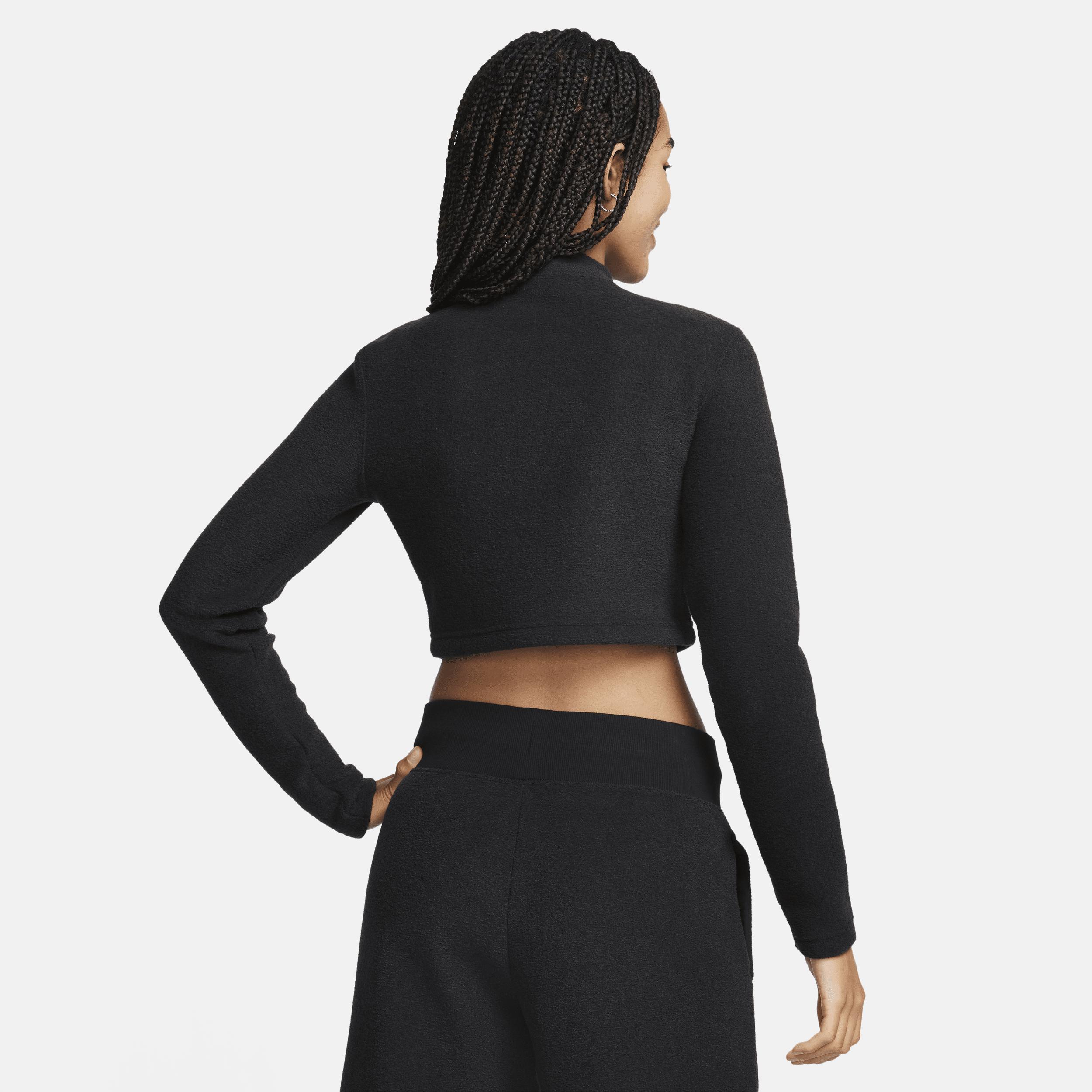Nike Mini Swoosh Plush long sleeve top in black Product Image