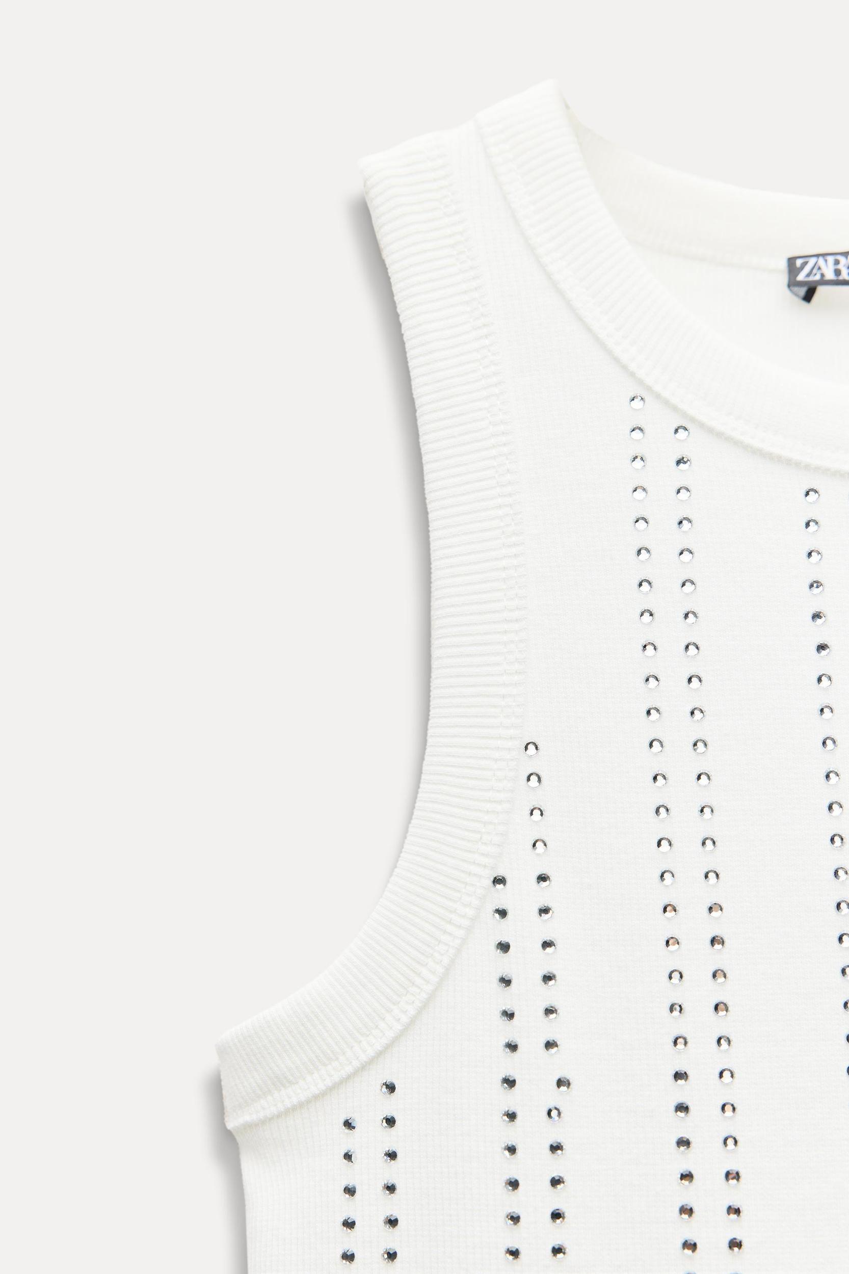 SLEEVELESS RIB JEWEL T-SHIRT Product Image