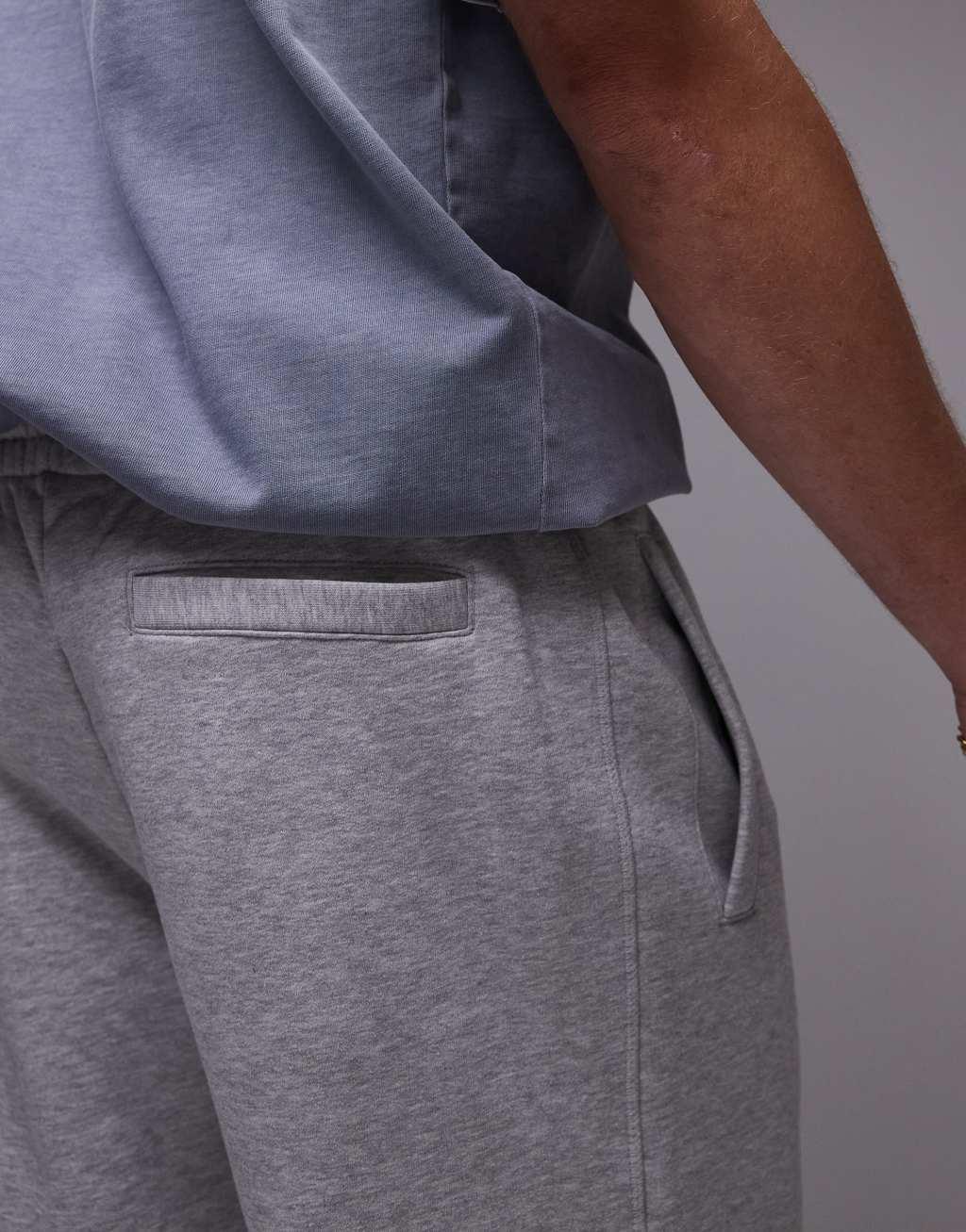 Topman premium heavyweight straight leg sweatpants in gray heather Product Image