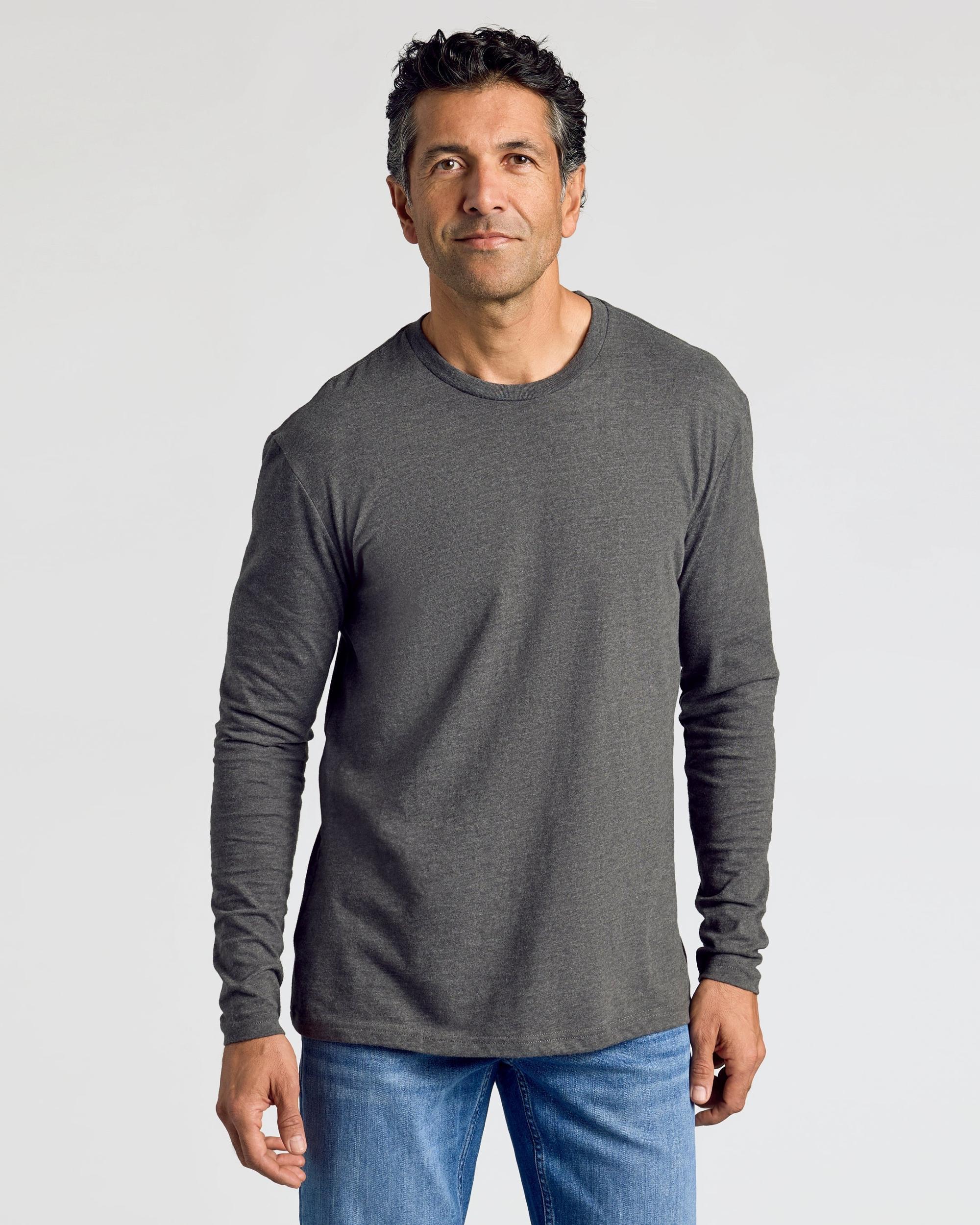 Charcoal Heather Gray Classic Long Sleeve Crew Neck Product Image