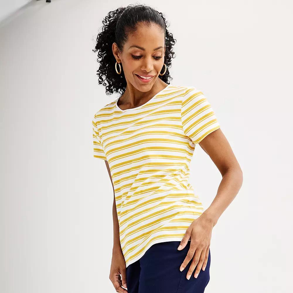 Women's Croft & Barrow® Essential Crewneck Tee, Size: Small, White Rust Floral Tile Product Image