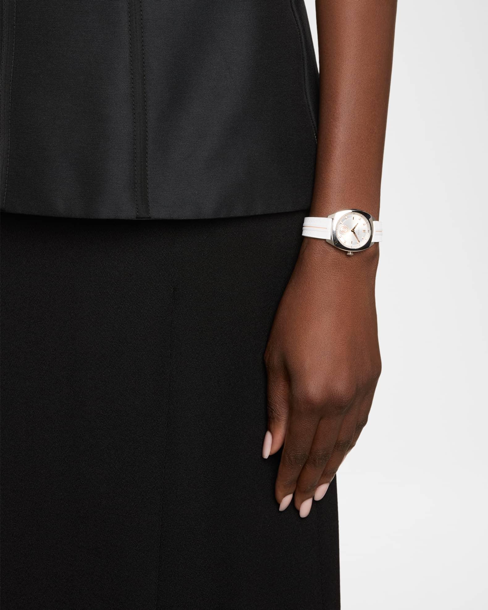 29mm Gucci Interlocking Diamond Watch with Rubber Strap, White Product Image