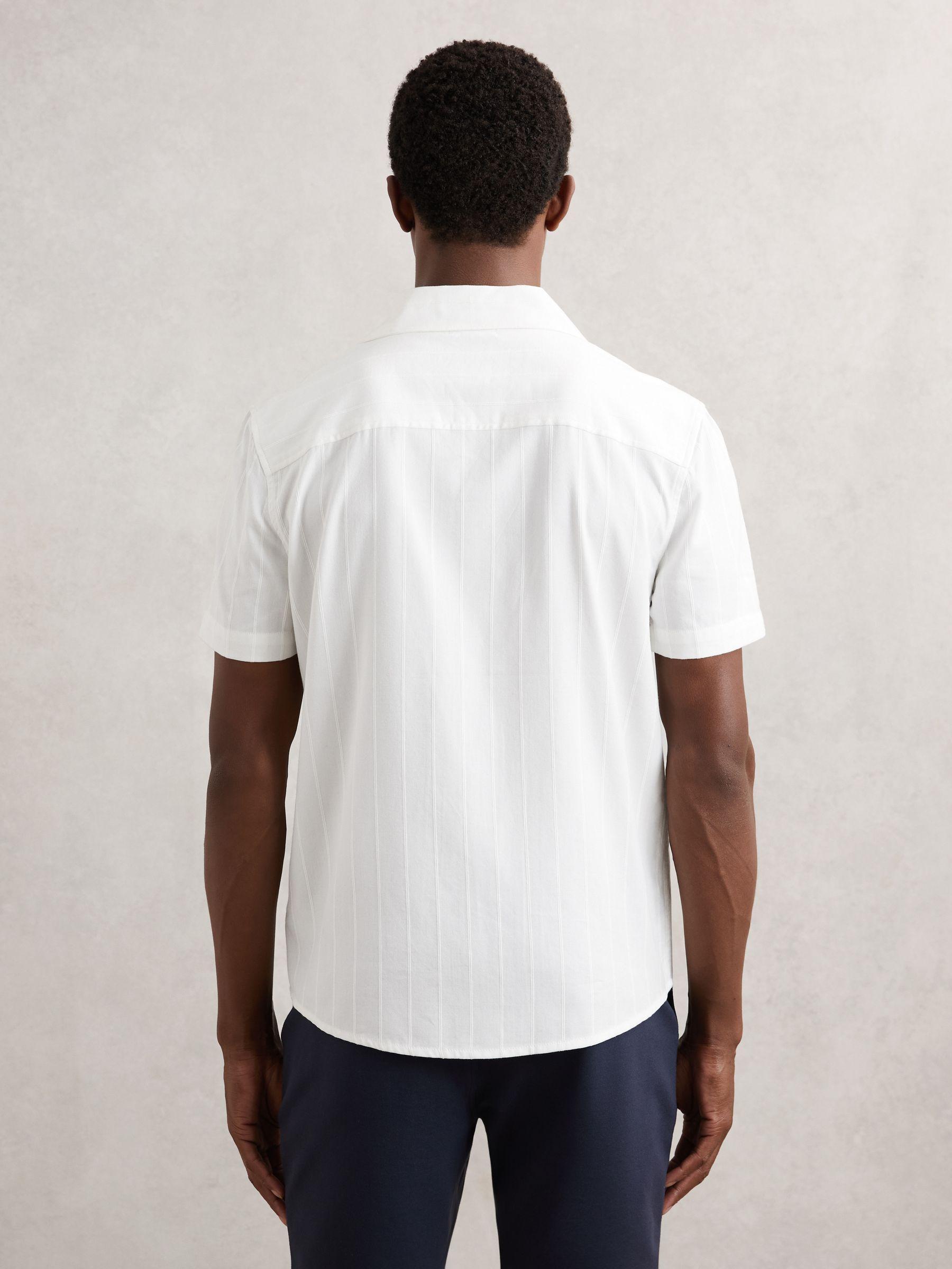 Paige Tonal-Stripe Cuban-Collar Shirt in Ivory Product Image