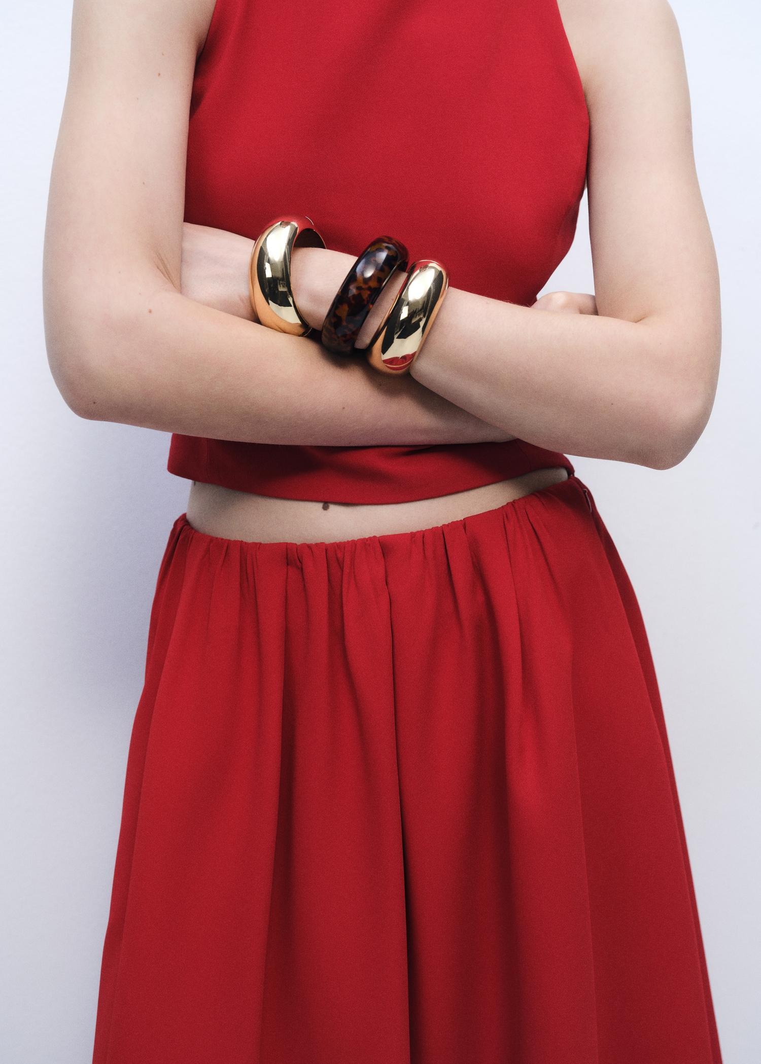 Long skirt with gathered waist - Women | MANGO USA Product Image