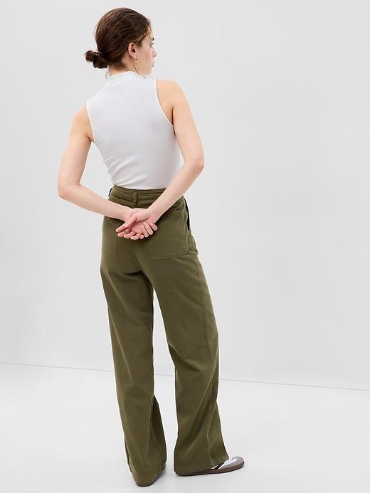 Mid Rise Twill Wide-Leg Khakis Product Image