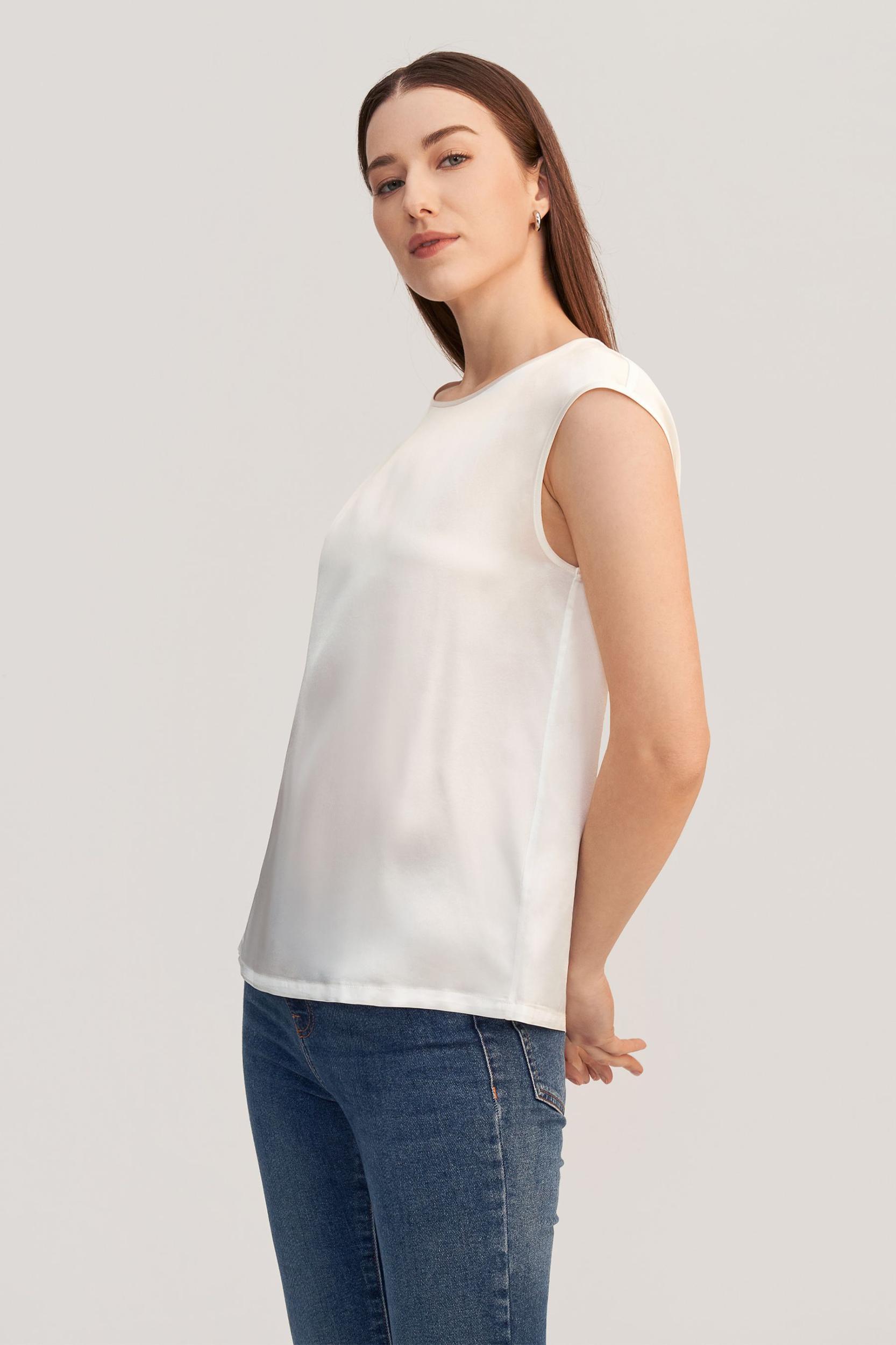 Basic Cap Sleeves Silk Tee Product Image