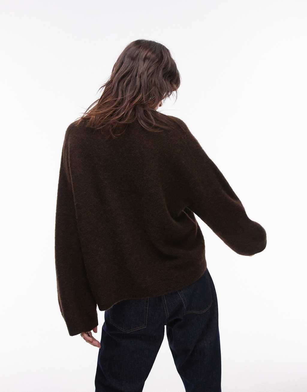 Arket super soft alpaca and wool blend relaxed sweater in brown Product Image