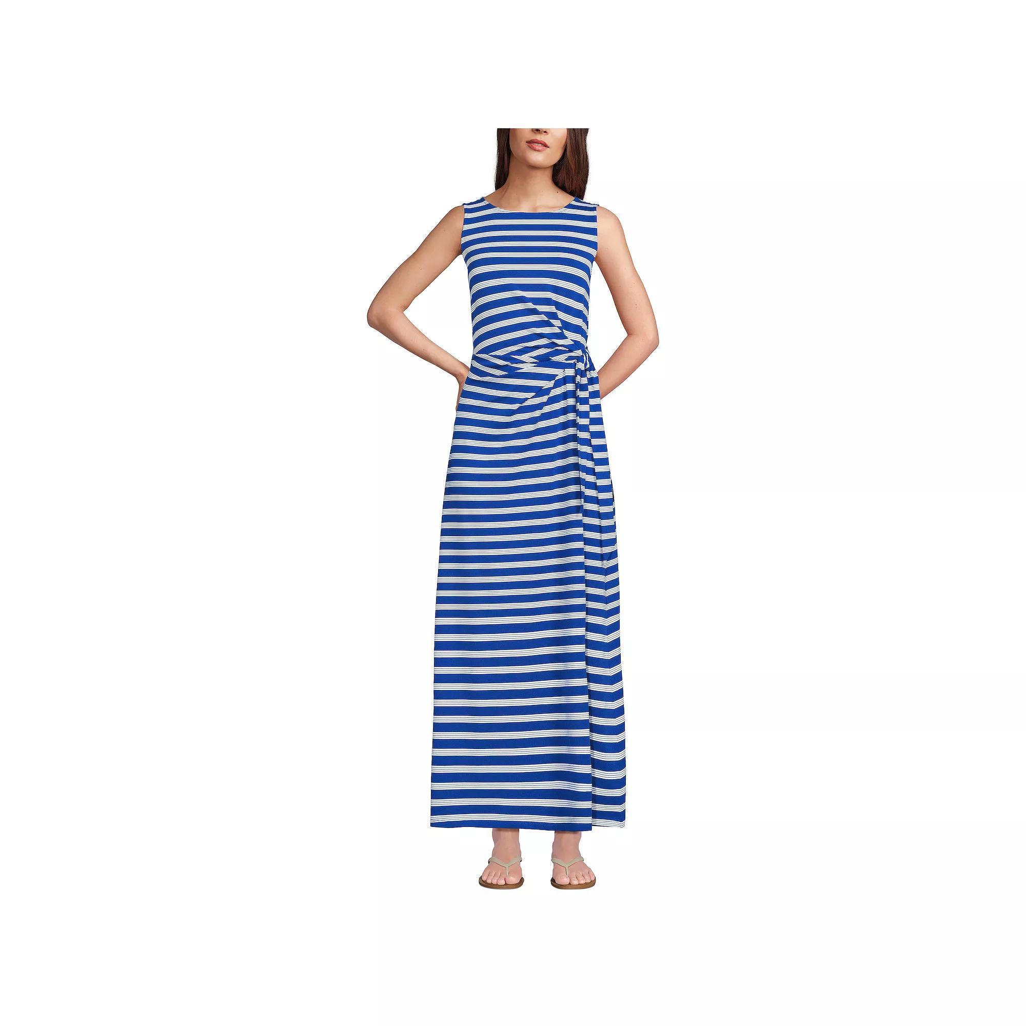 Women's Lands' End Cotton Modal Sleeveless Tie Waist Maxi Dress, Size: XS, Black Product Image
