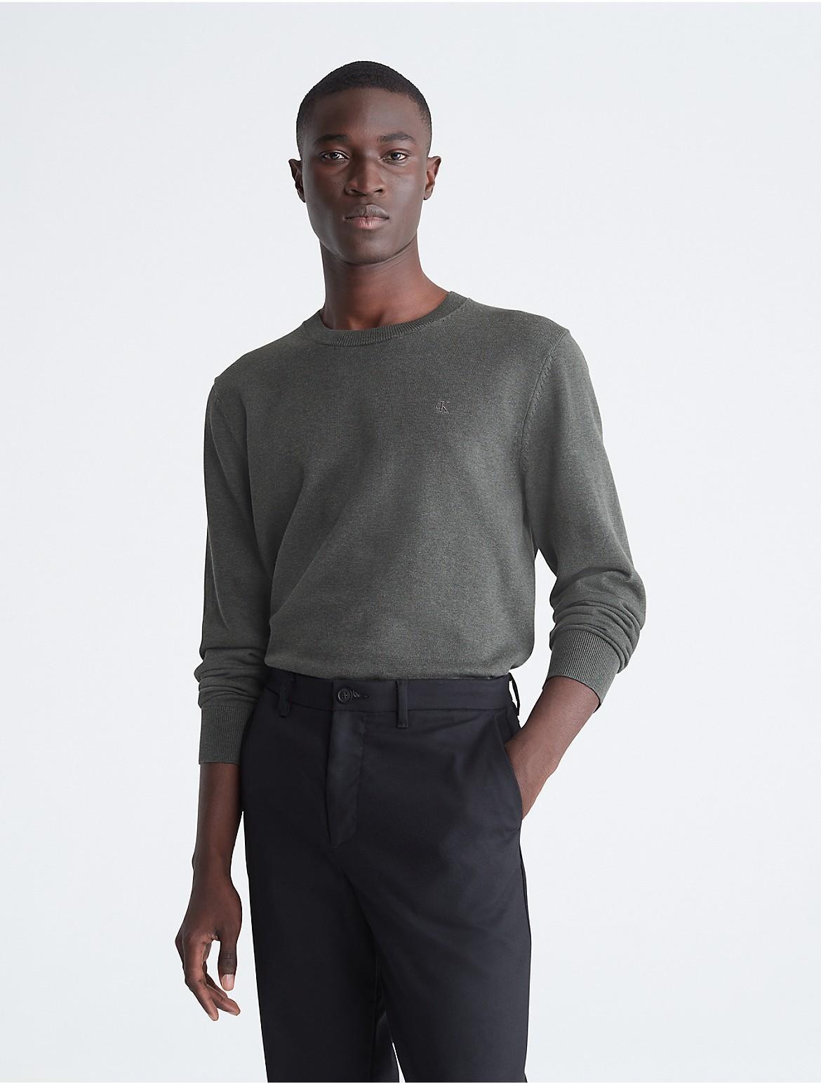 Calvin Klein Men's Smooth Cotton Sweater - Grey - XL Product Image