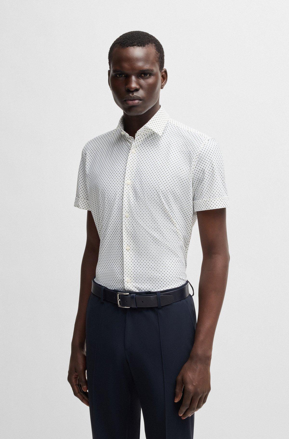 Slim-fit shirt in printed performance-stretch jersey Product Image