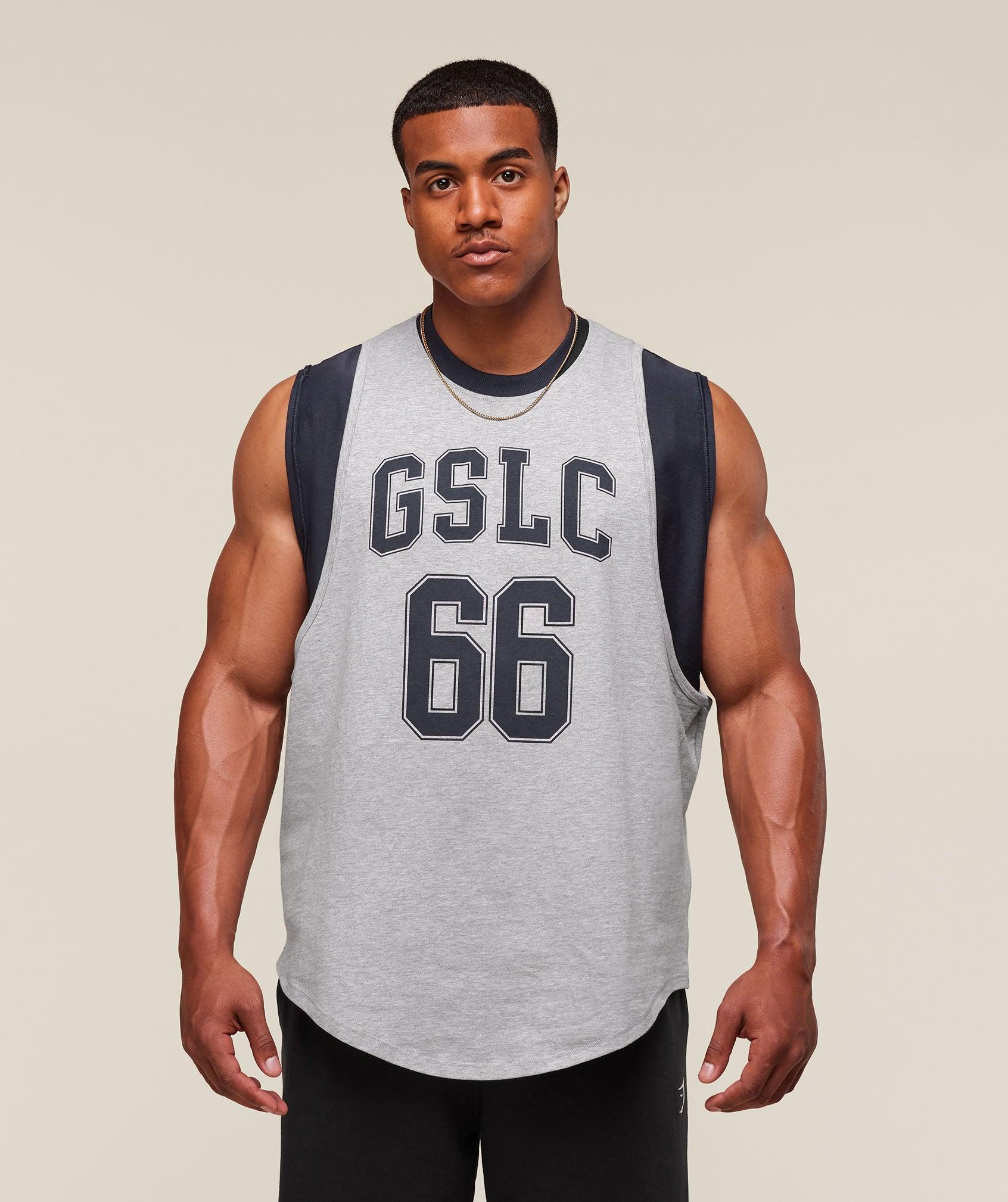 Gymshark GSLC 2in1 Reversible Tank - Light Grey Core Marl/Heavy Blue Male Product Image