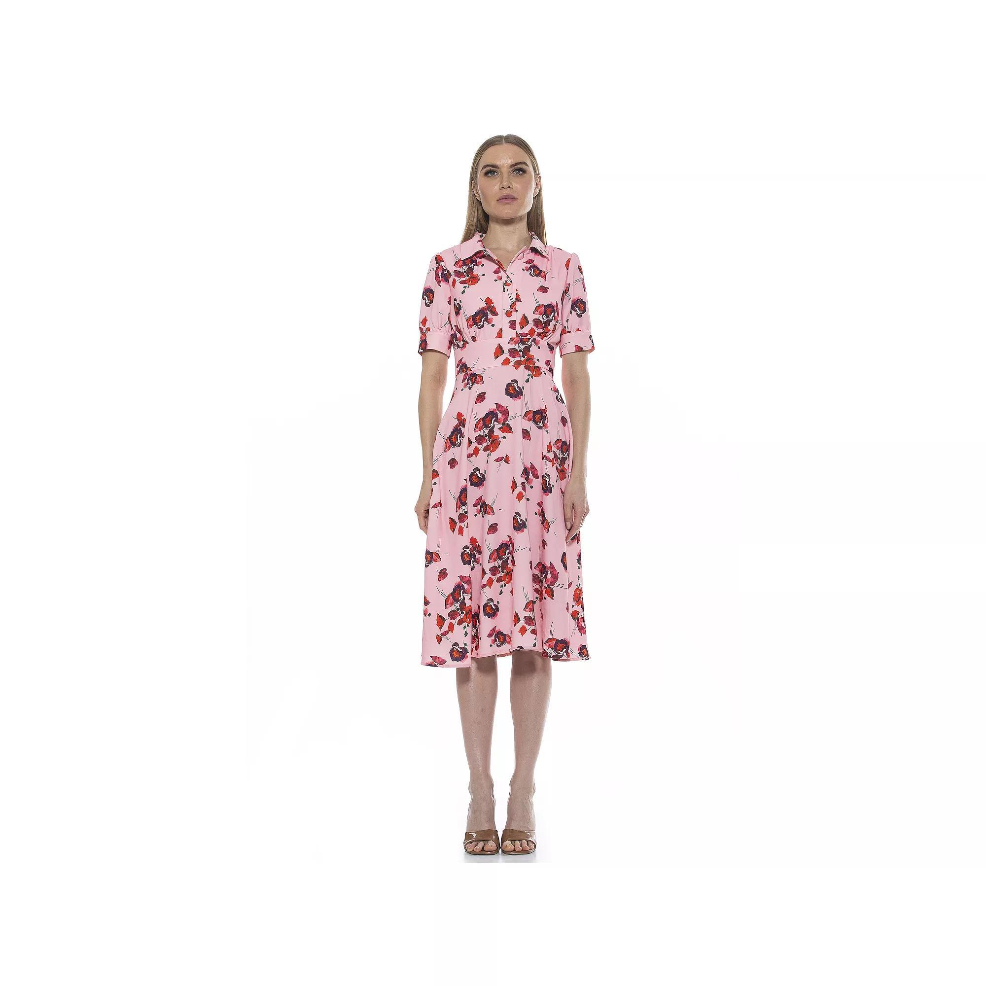 Women's ALEXIA ADMOR Emery Cap-Sleeve Fit & Flare Dress, Size: 10, Blush Floral Product Image