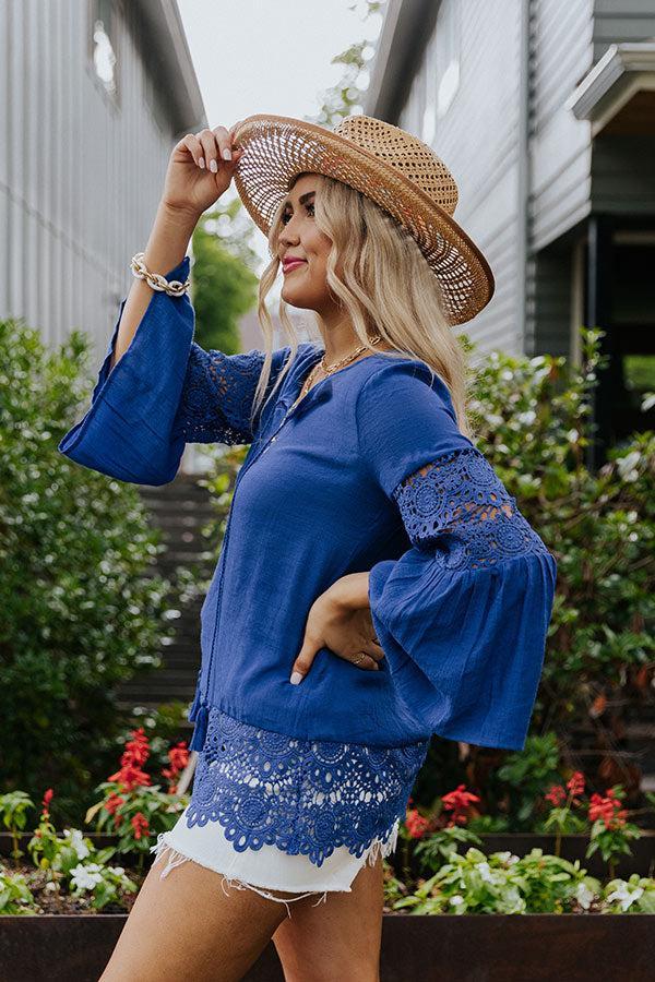 Haute Or Yacht Crochet Top In Royal Blue Product Image