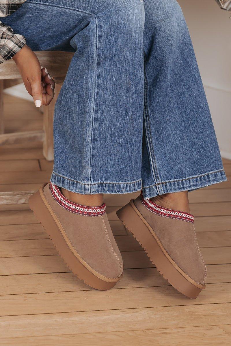 Tessa Camel Platform Cozy Slippers - FINAL SALE Product Image