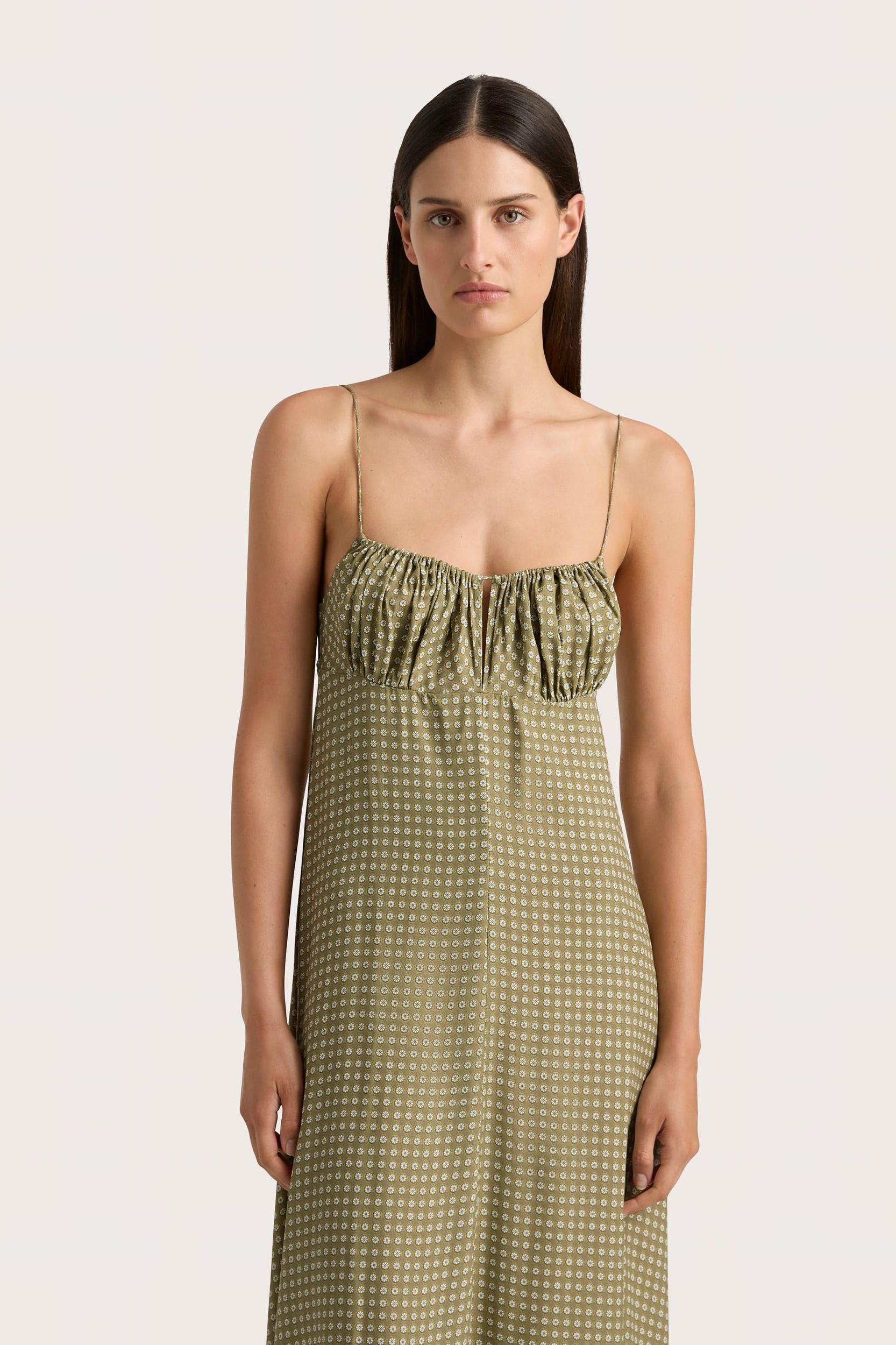 Rosas Midi Dress Oliander Khaki - Final Sale Product Image