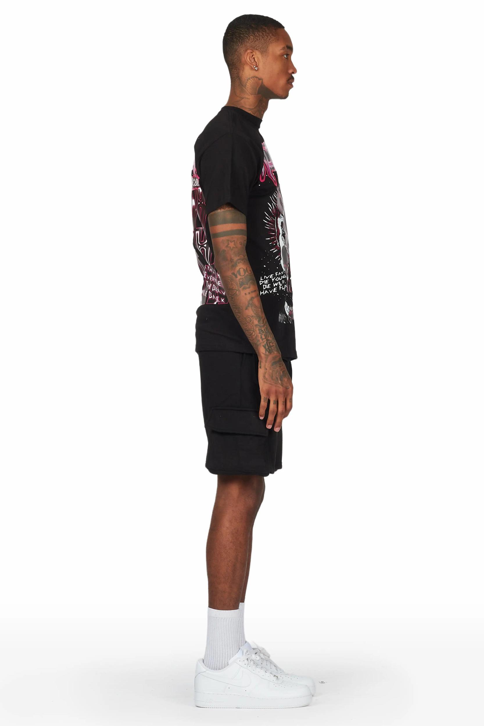 Obern Black T-Shirt Short Set Male Product Image