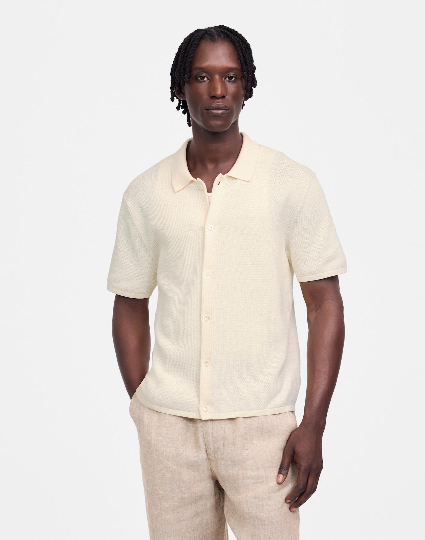 Tuck-Stitch Button-Up Sweater Polo Product Image