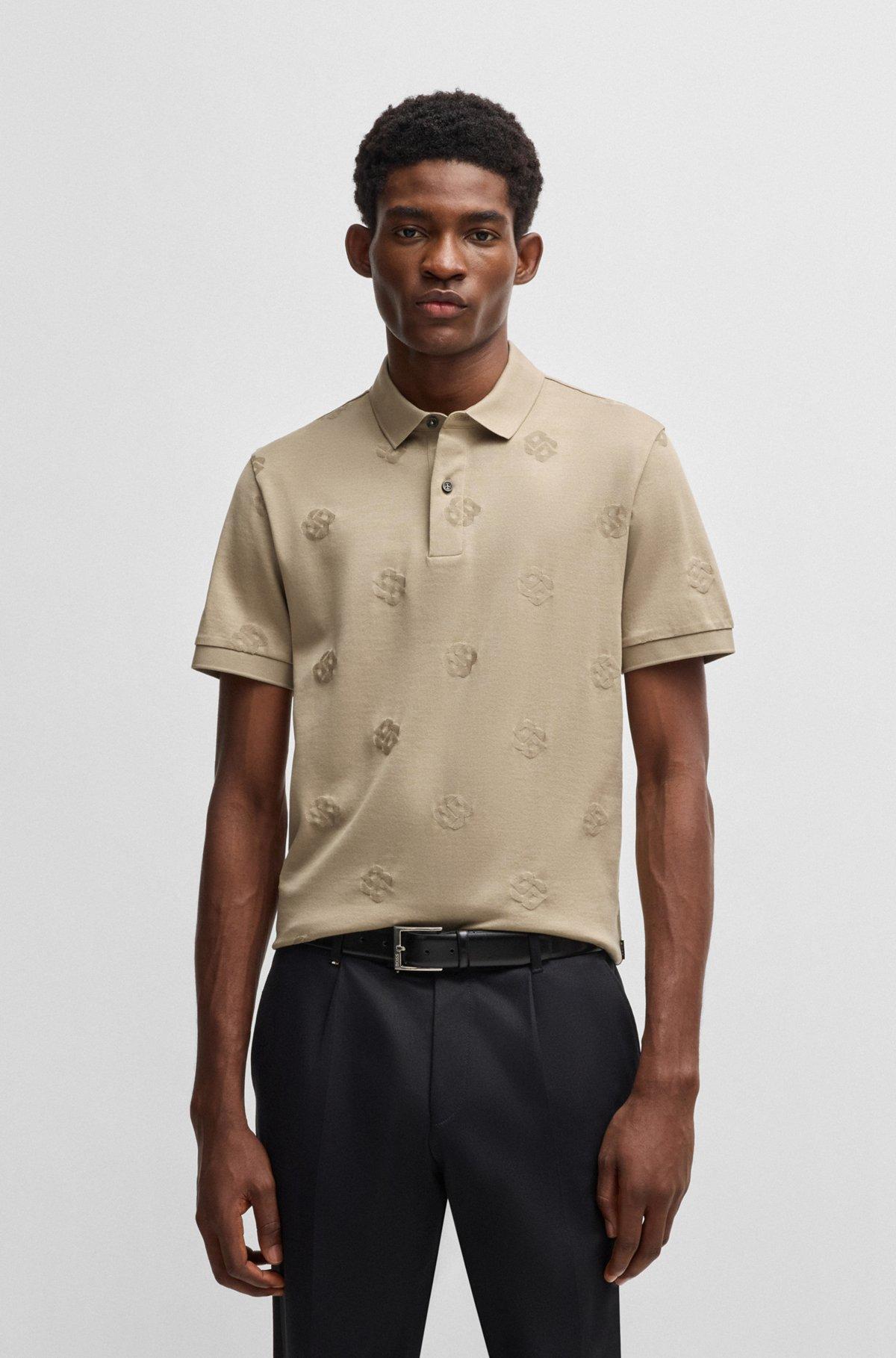 Mercerized-cotton polo shirt with Double B monograms Product Image