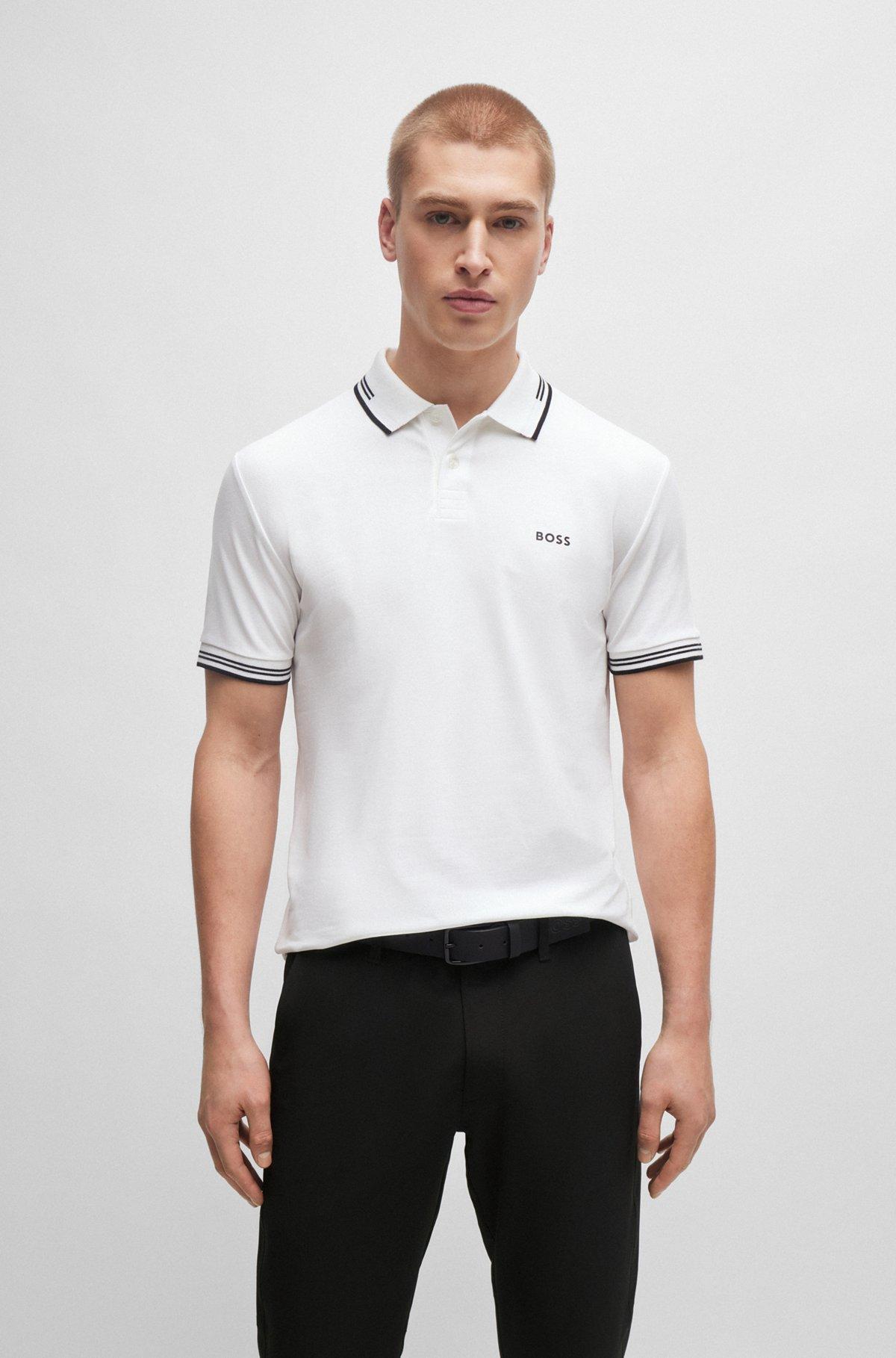 Stretch-cotton slim-fit polo shirt with branding Product Image