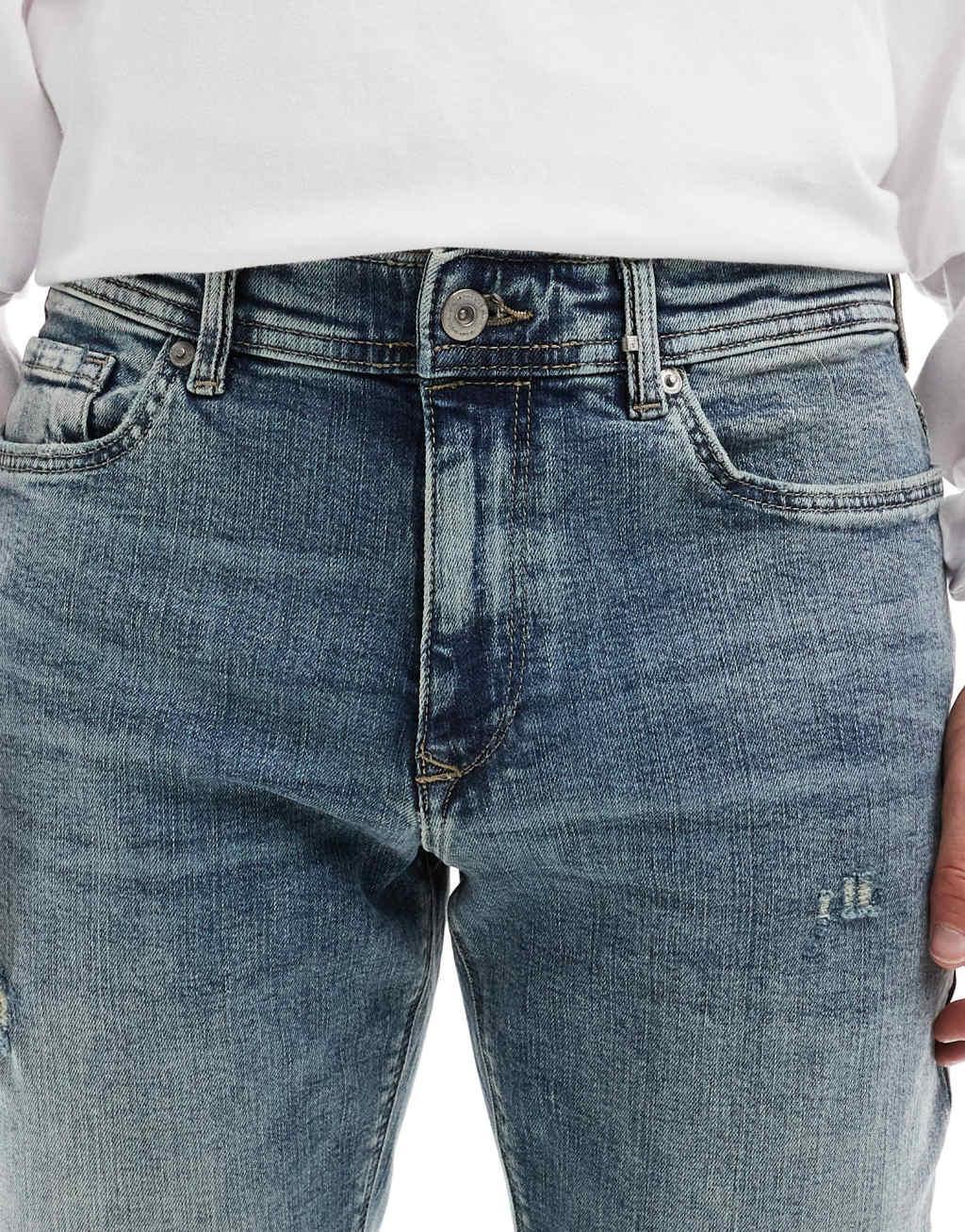 River Island skinny fit jeans in vintage midwash blue Product Image