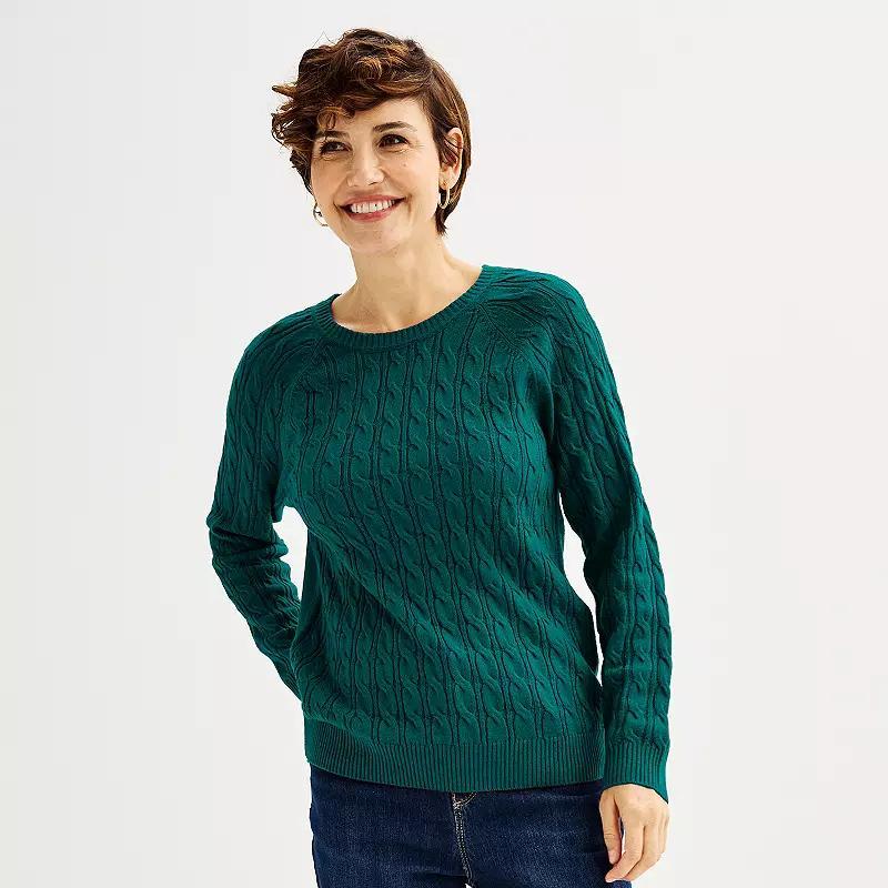 Womens Croft & Barrow The Extra Soft Cabled Crew Neck Sweater Flynn Blue Product Image