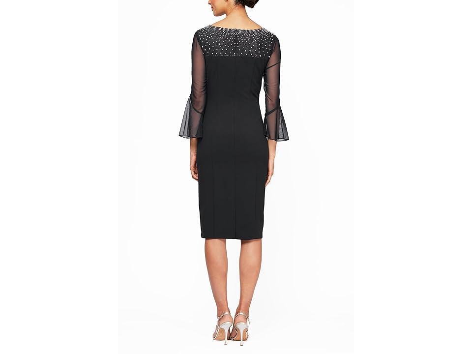Alex Evenings Short Sheath Dress with Embellished Illusion Neckline Women's Dress Product Image