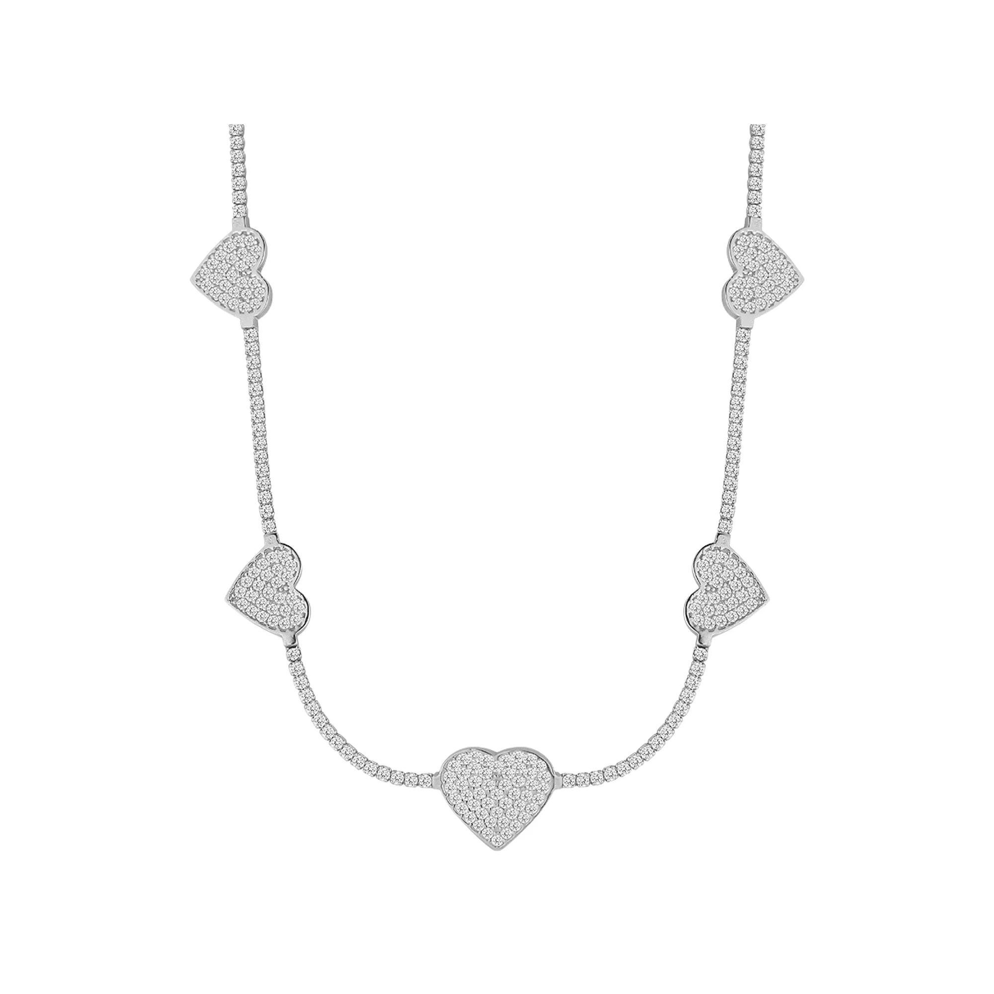 Sunkissed Sterling 14k Gold over Silver CZ Heart Tennis Choker Necklace, Women's, Size: 15", Gold Tone Product Image