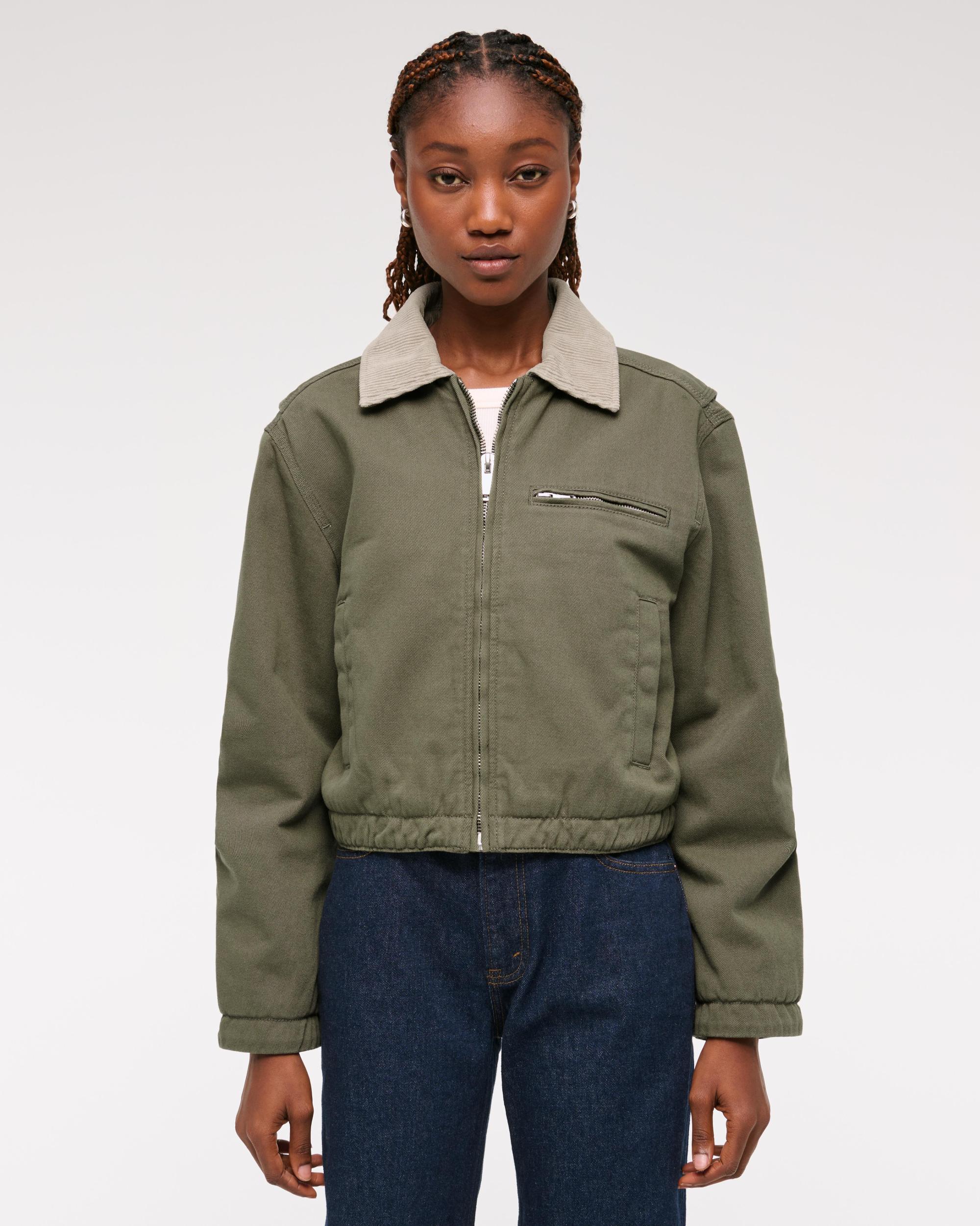 Cropped Twill Workwear Jacket Product Image