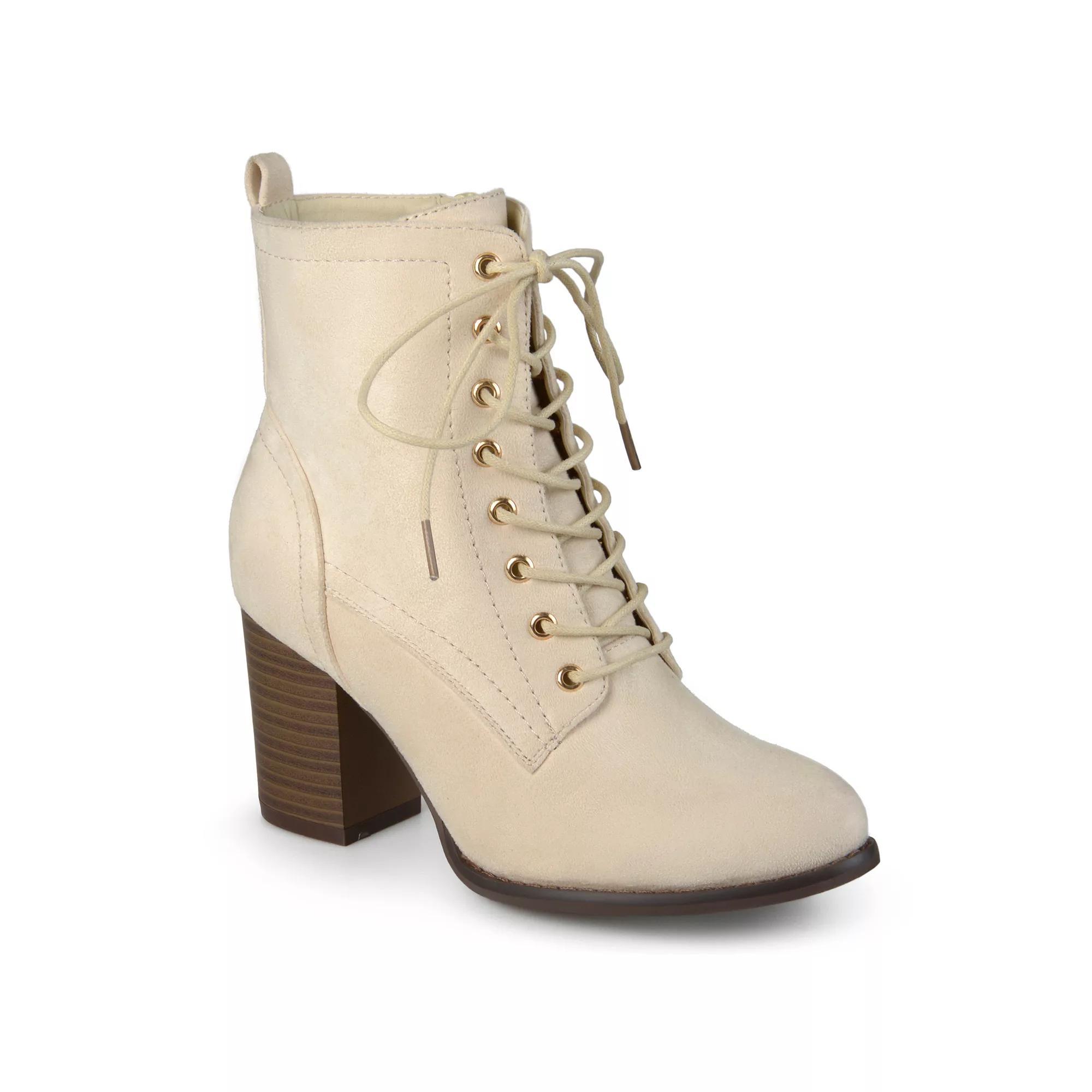 Journee Baylor Women's Block Heel Ankle Boots, Girl's, Size: 12, Ivory Product Image