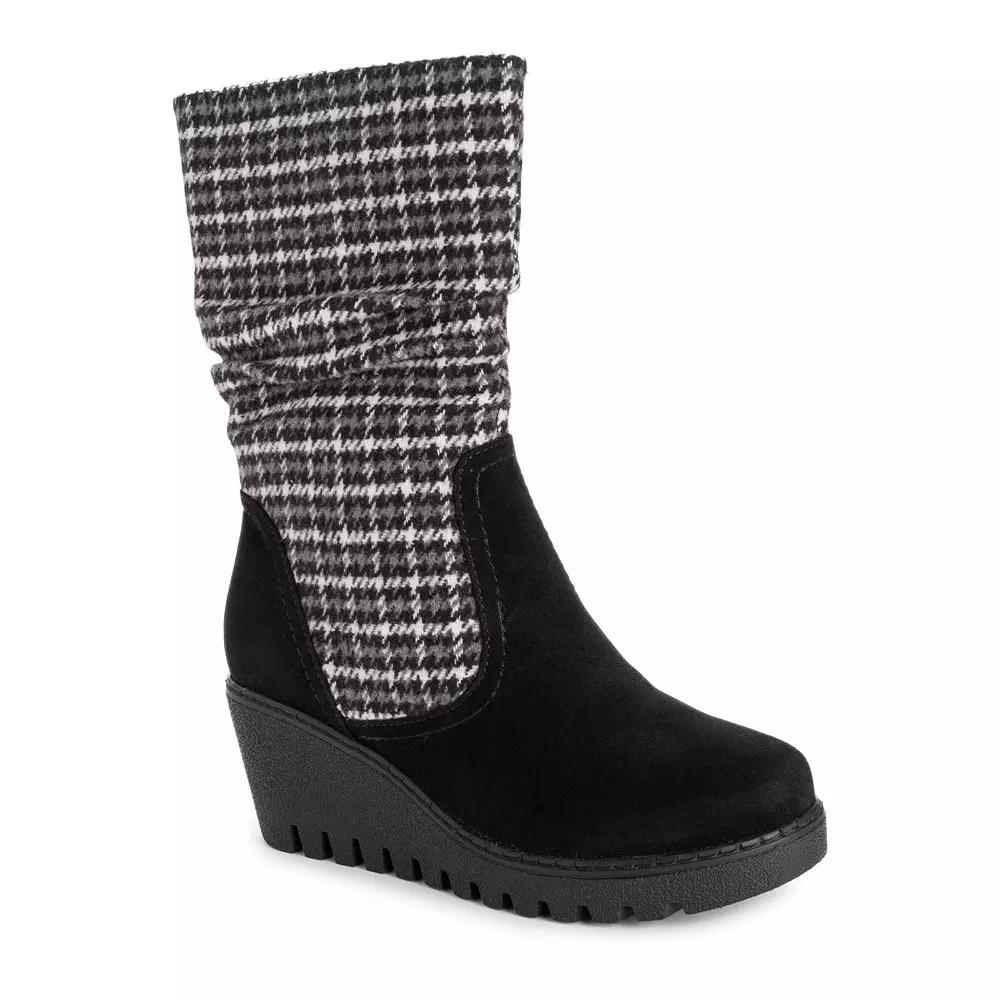 MUK LUKS Vermont Stowe Women's Wedge Boots, Size: 7.5, Houndsto Black Product Image