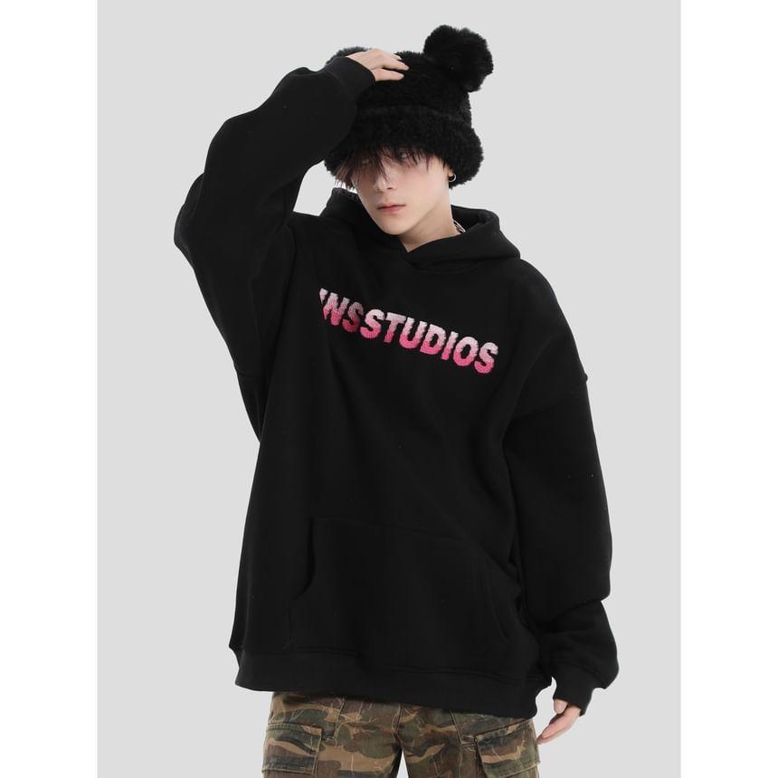 Couple Matching Lettering Loose Fit Hoodie Product Image