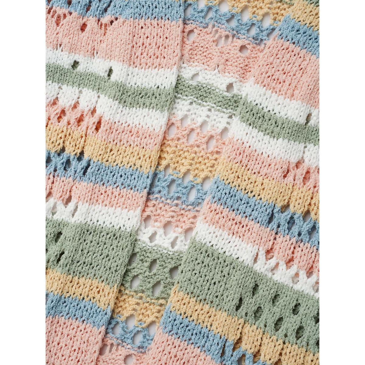 Plus Size Striped Color Contrast Cut-Out Cardigan Multicolor Women Casual Loose Long Sleeve Everyday Cardigans BloomChic 18-20/2X Product Image