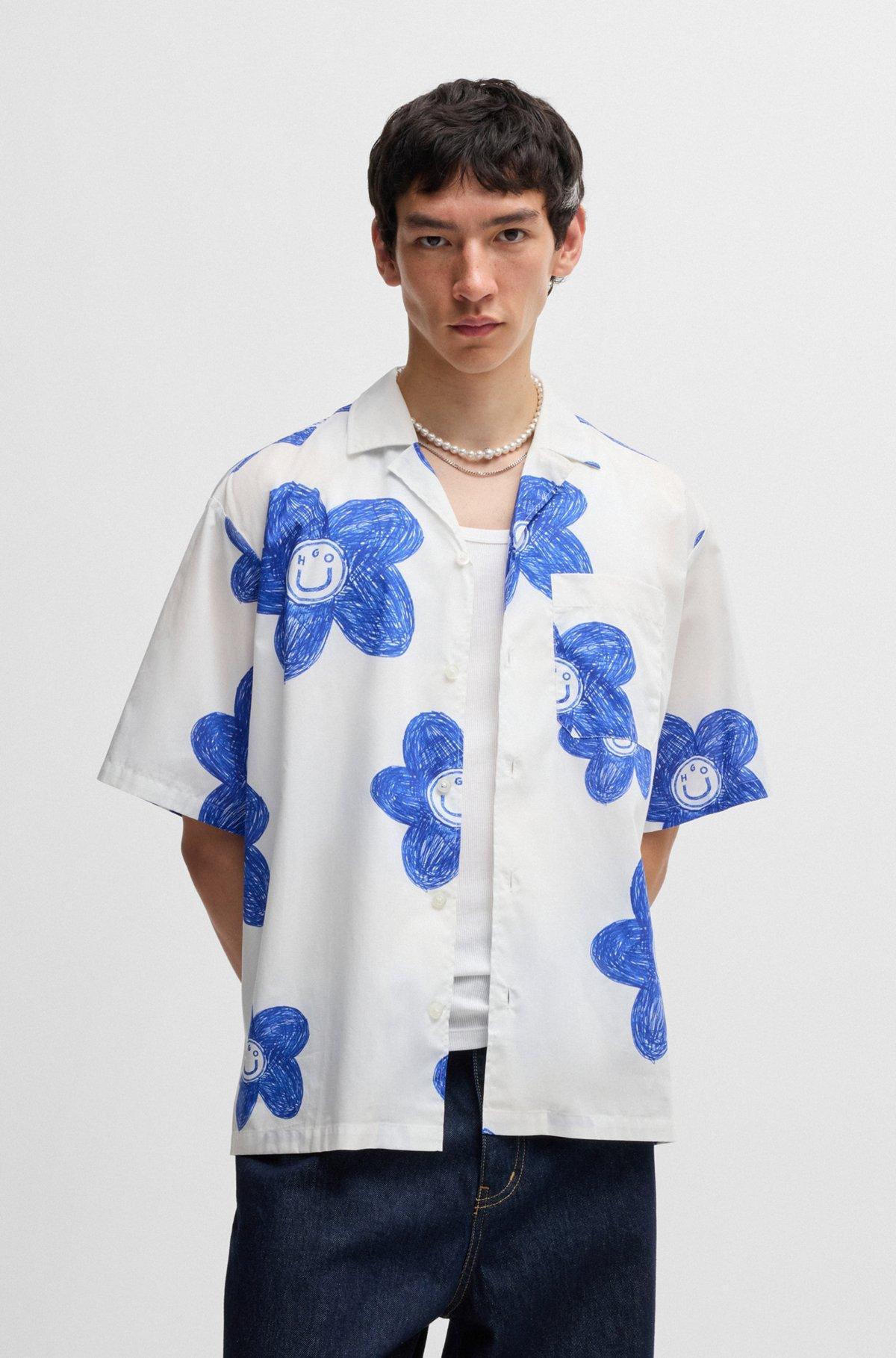 Relaxed-fit shirt in printed cotton poplin Product Image