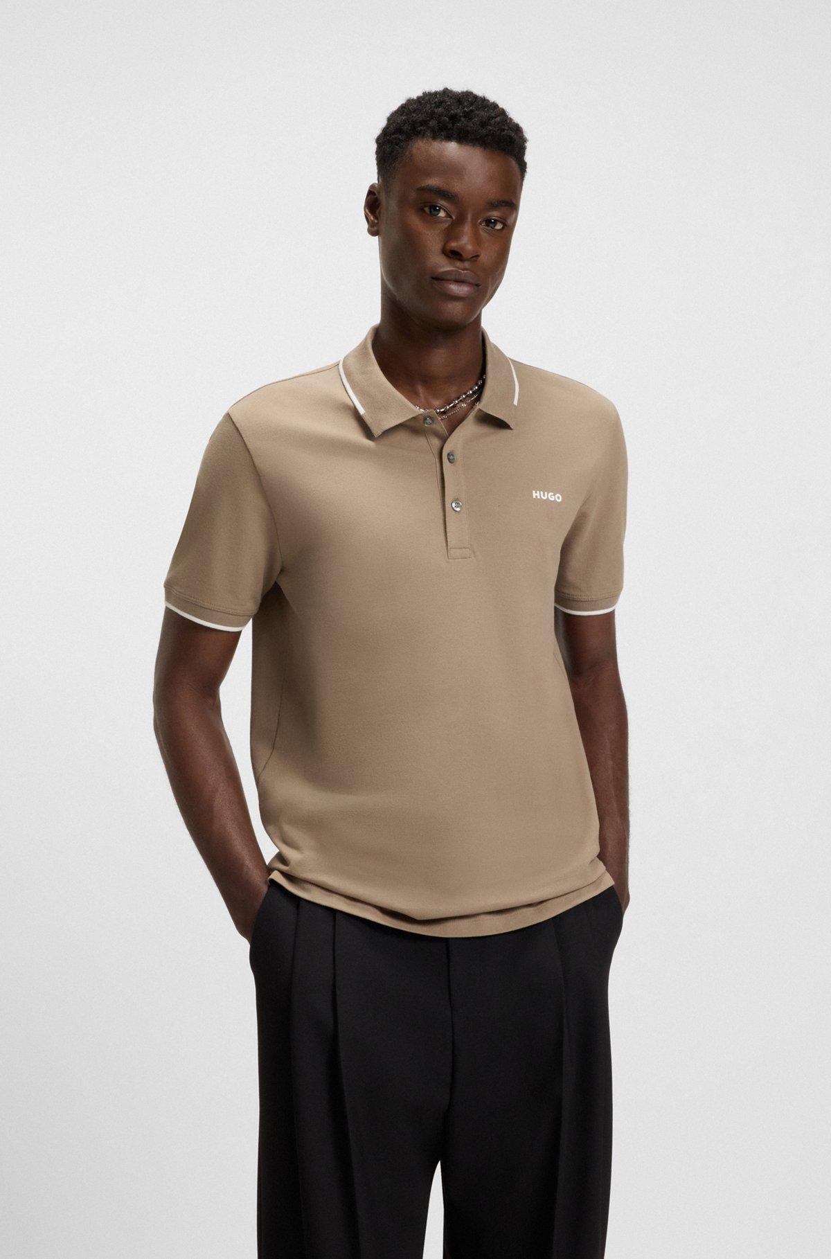 Stretch-cotton slim-fit polo shirt with printed logo Product Image