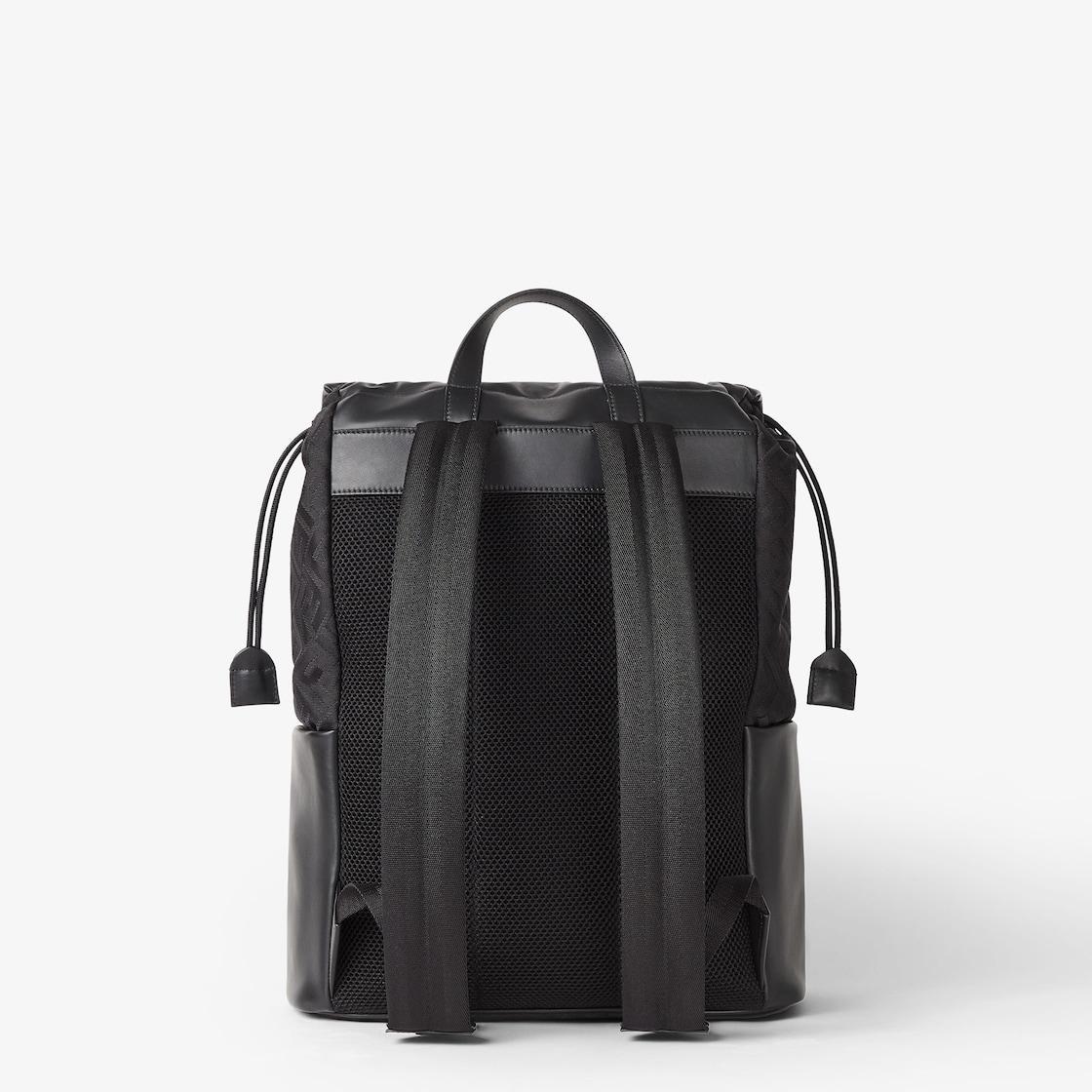 Fendi Flux Backpack Black leather and black FF nylon bag Product Image
