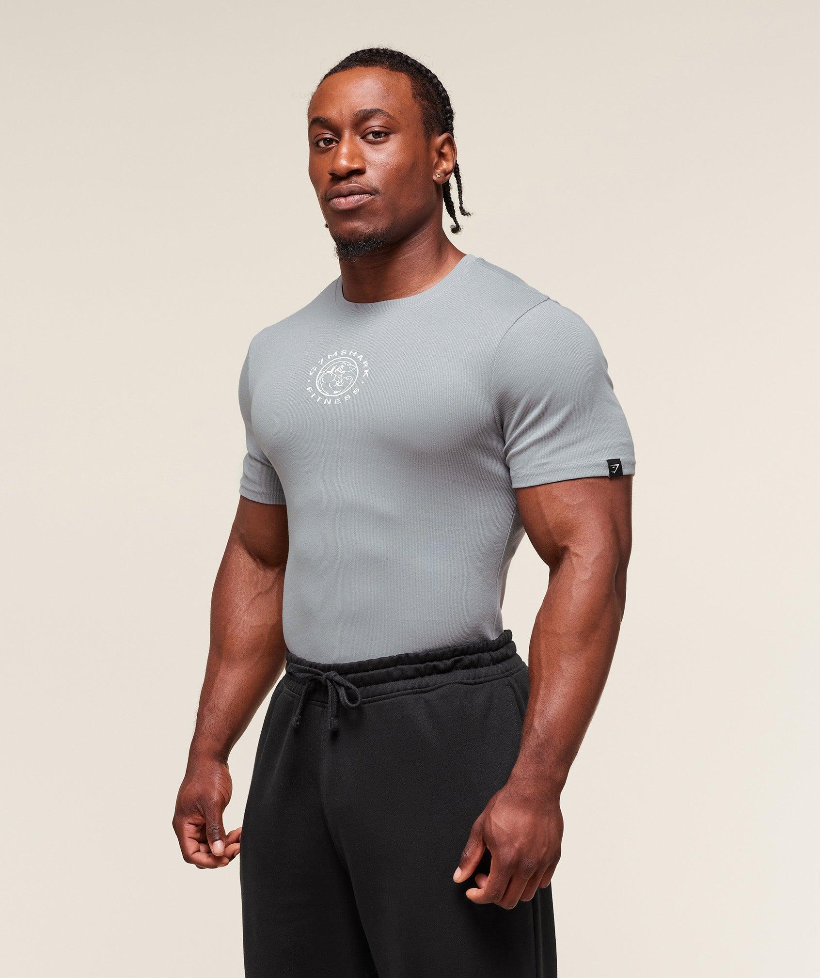 Gymshark Lifting Club Ribbed T-Shirt - Denim Grey Male Product Image