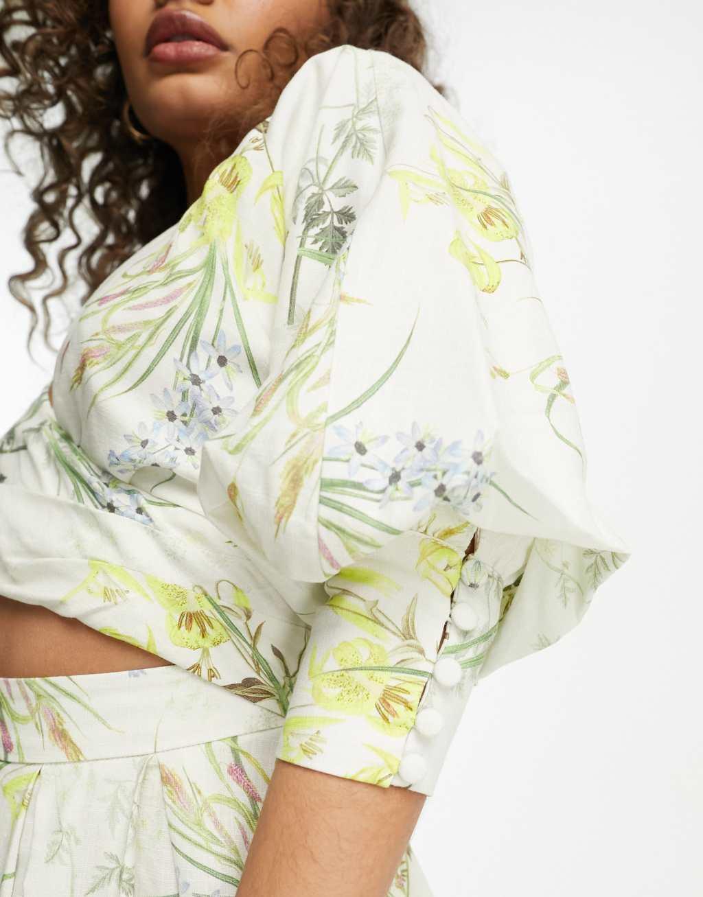 ASOS EDITION wrap front linen midi dress Product Image