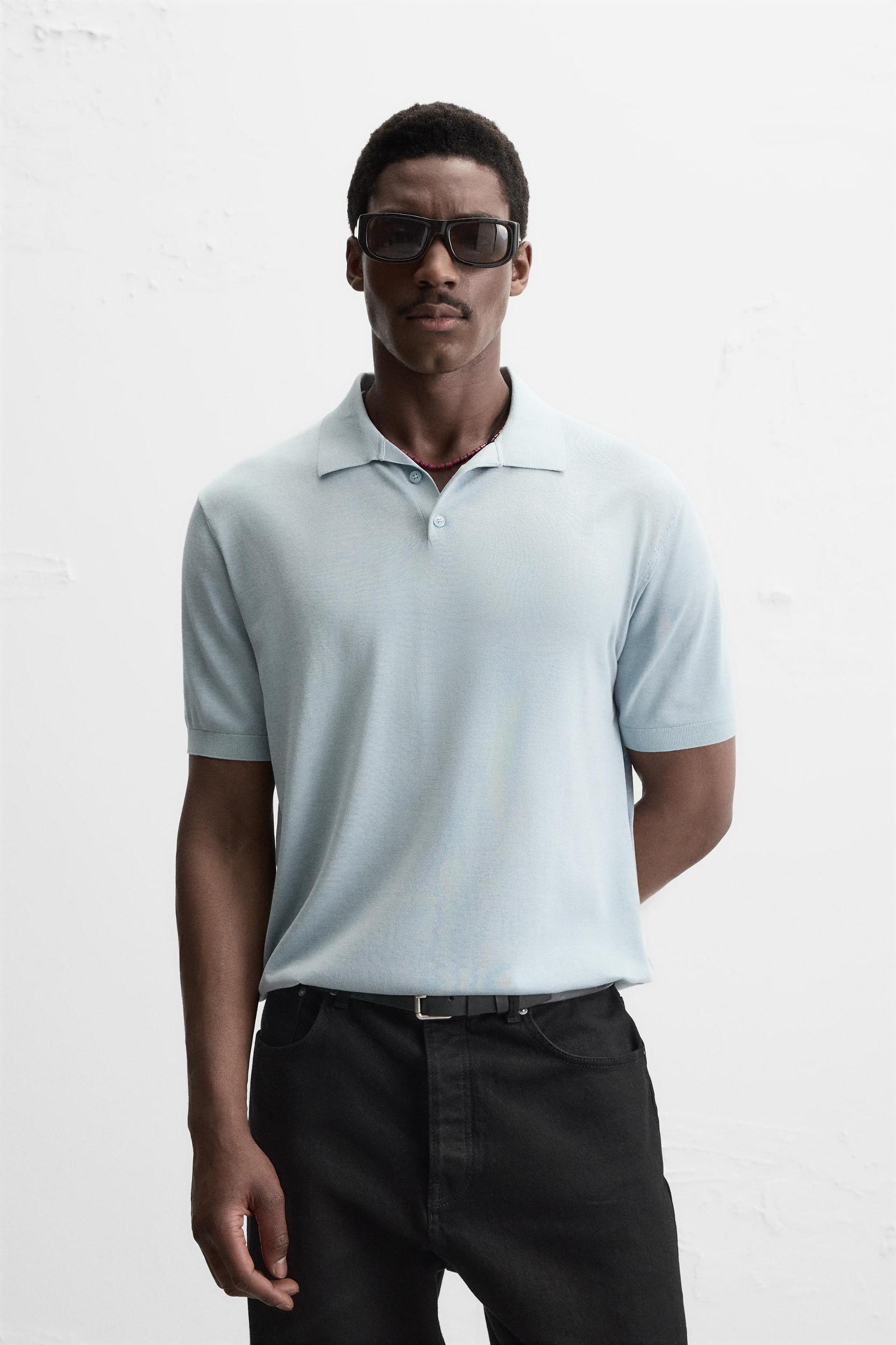 COTTON-SILK KNIT POLO Product Image
