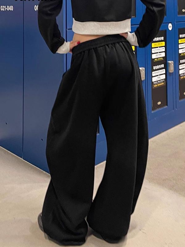 Street-Style Printed Wide Leg Pants Product Image