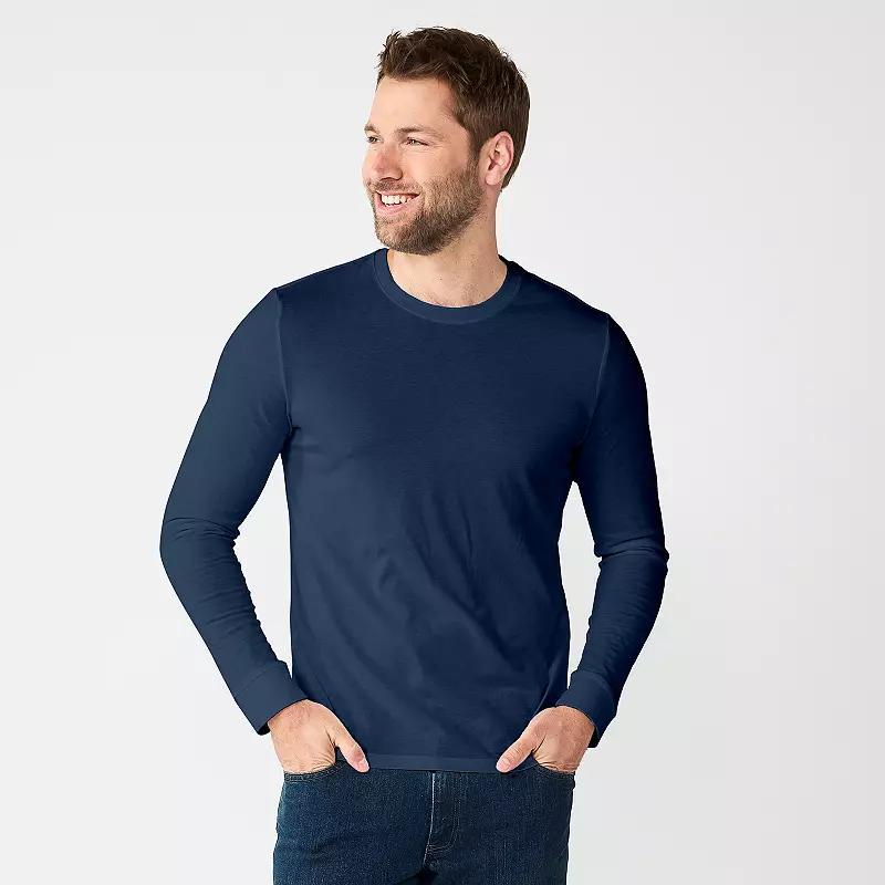 Men's Sonoma Goods For Life® Supersoft Long Sleeve Crewneck Tee, Size: Medium, Mineral Blue Product Image