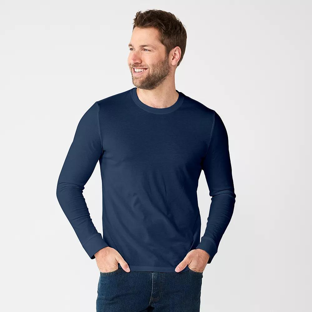 Men's Sonoma Goods For Life® Supersoft Long Sleeve Crewneck Tee, Size: Medium, Mineral Blue Product Image