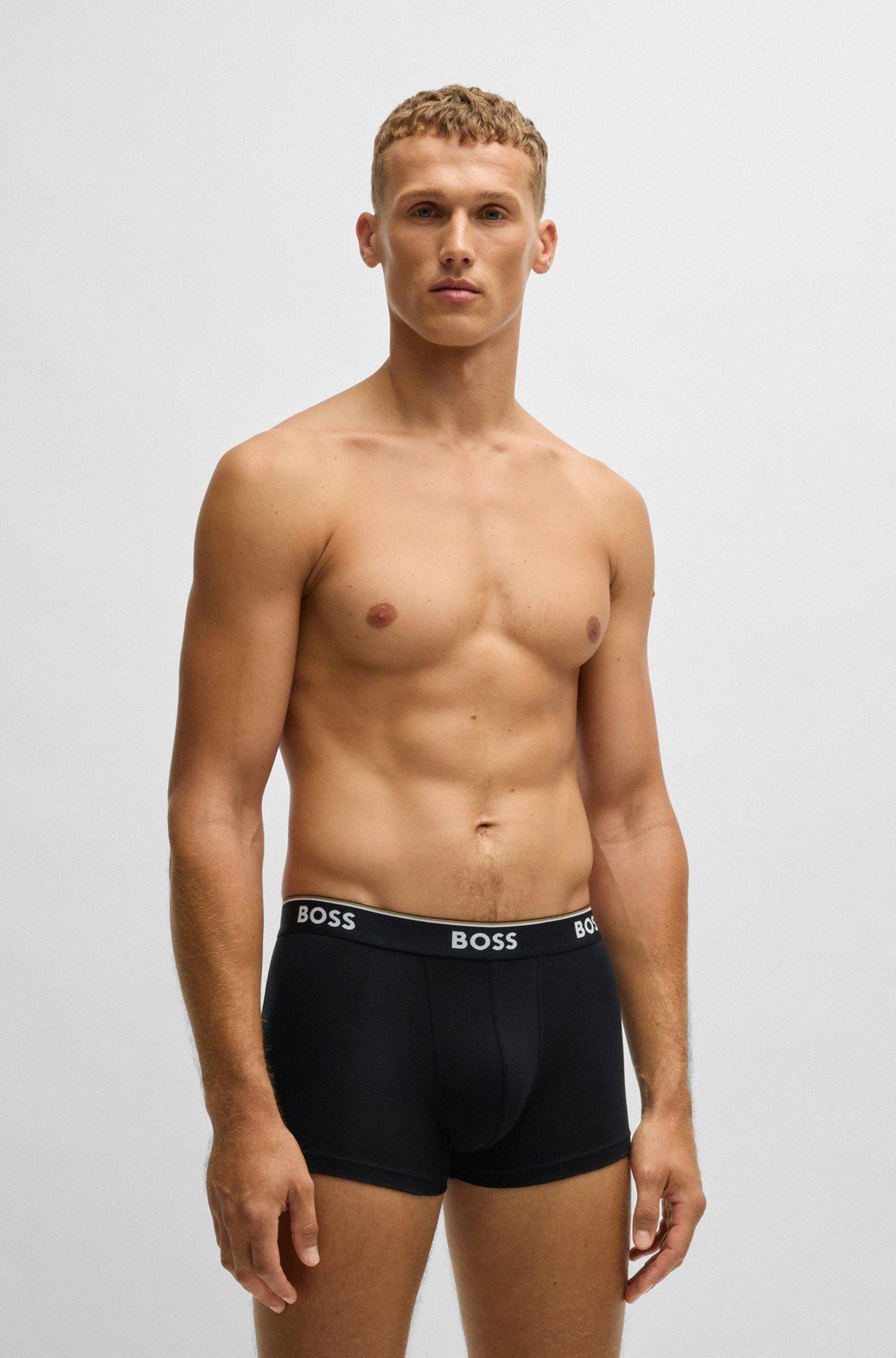 Three-pack of stretch-cotton trunks with logo waistband Product Image