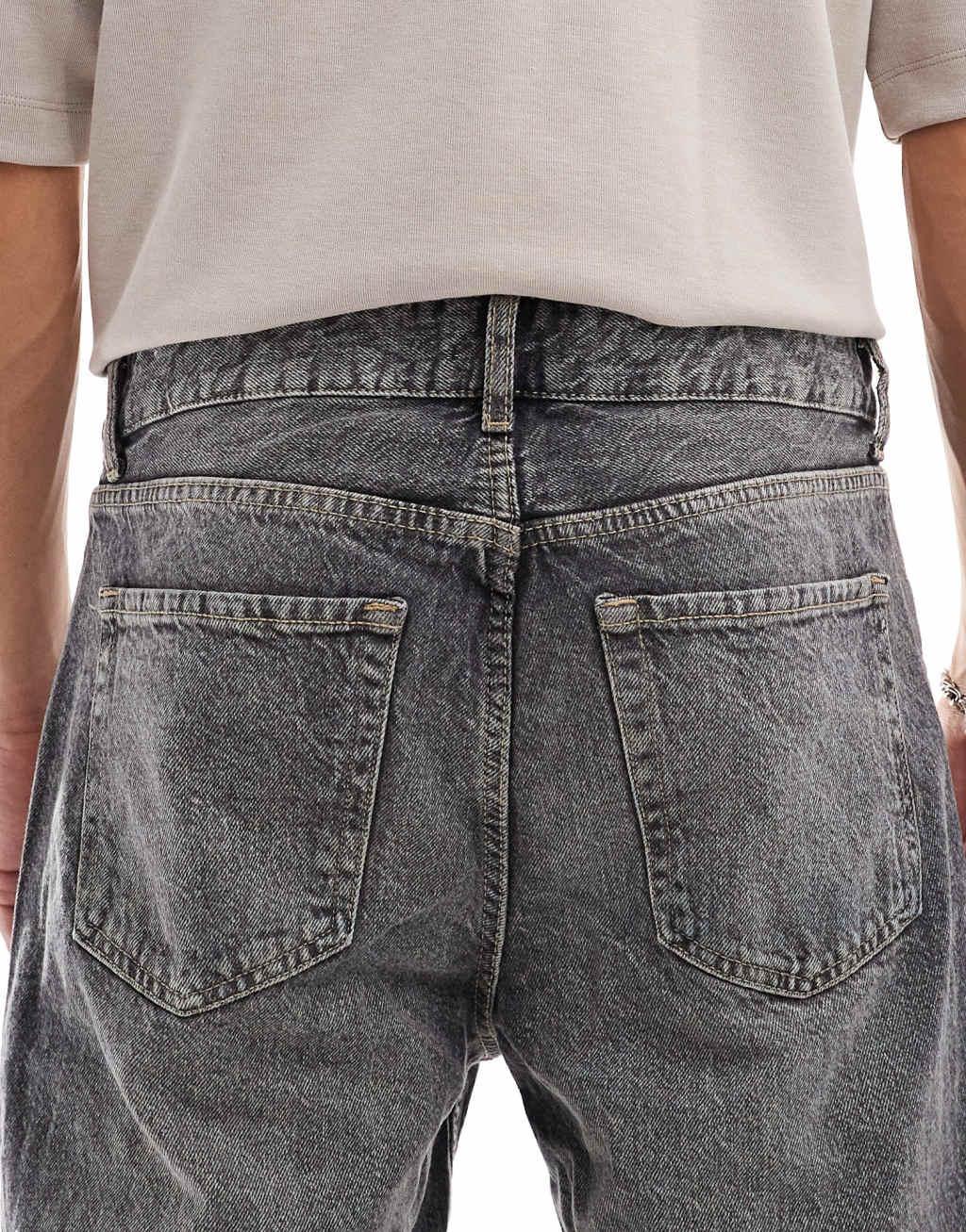 Bershka straight vintage jean in washed gray  Product Image