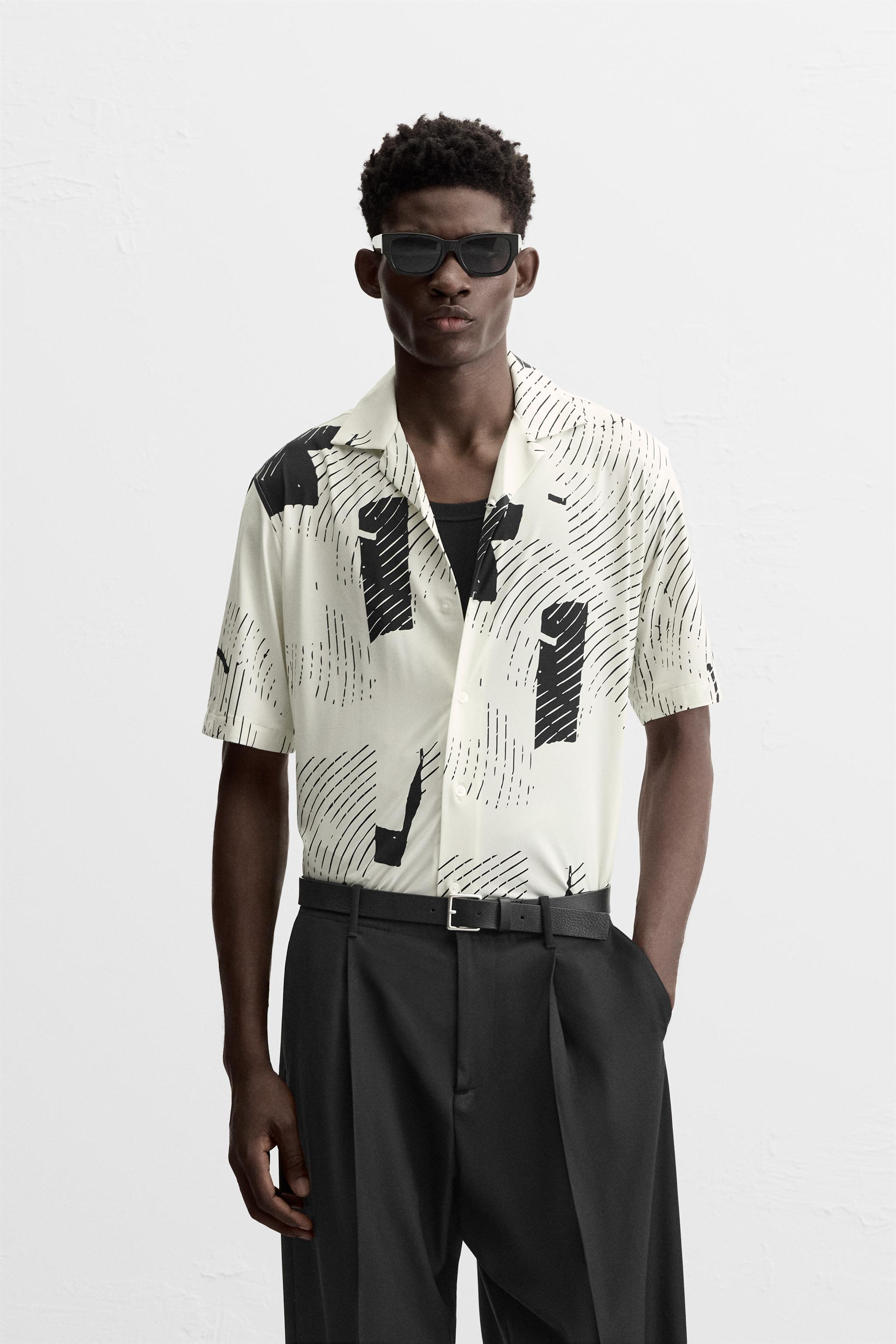 ABSTRACT PRINT STRETCH SHIRT Product Image