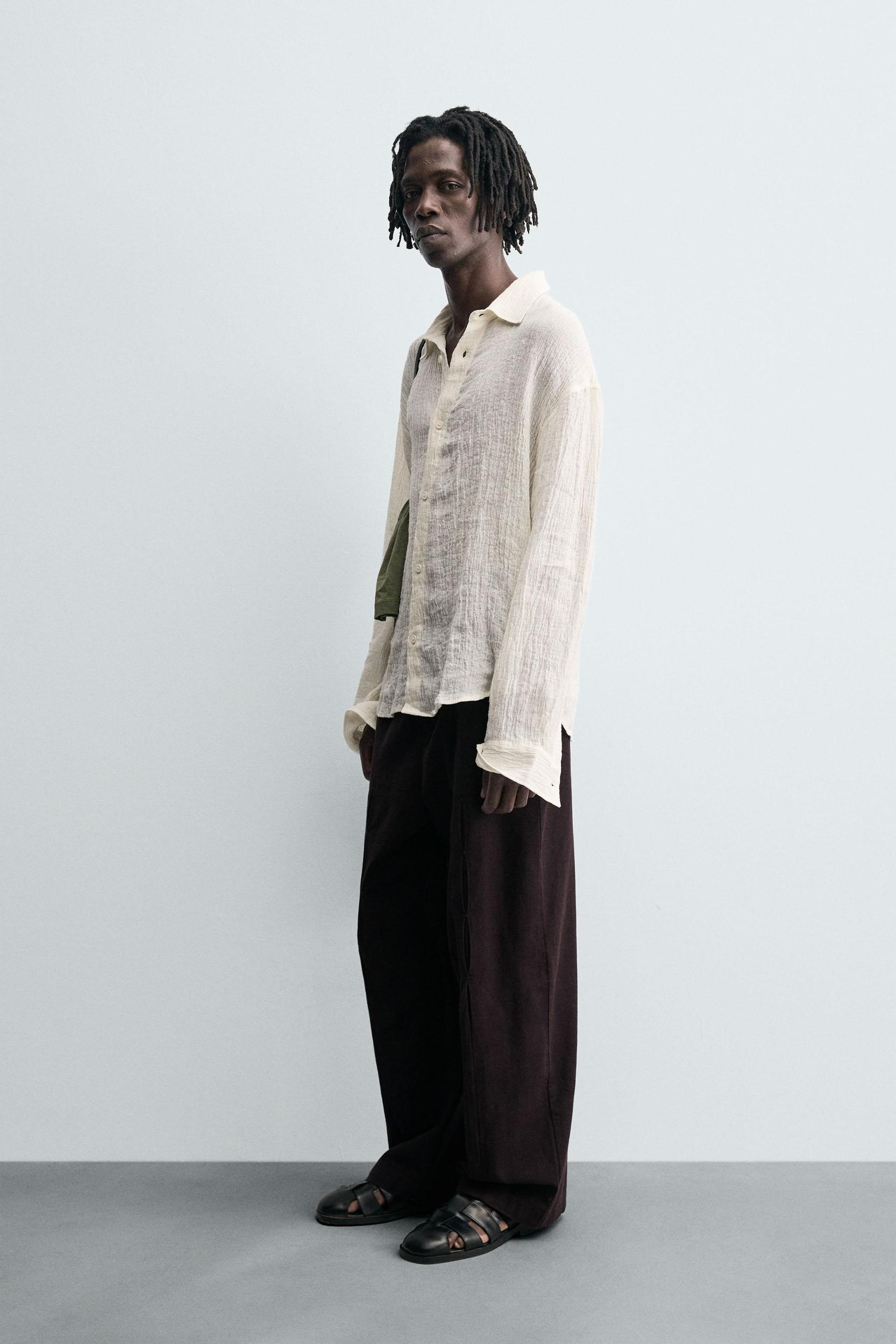 100% CRINKLED LINEN SHIRT Product Image