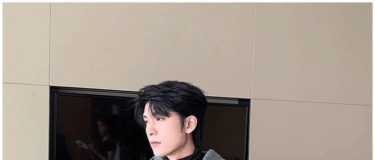 Plain Half-Buttoned Knit Hoodie Product Image