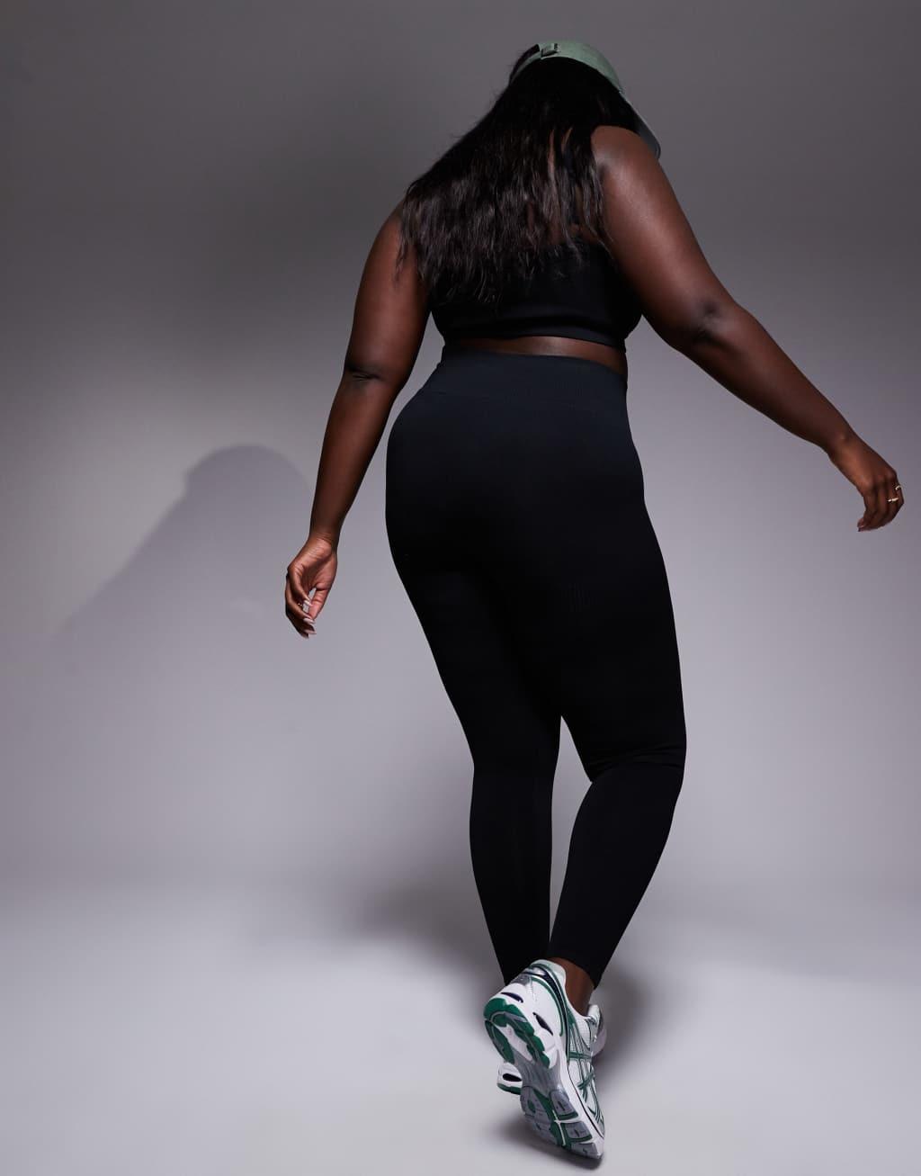 ASOS 4505 Curve sculpting seamless high rise gym leggings in black Product Image