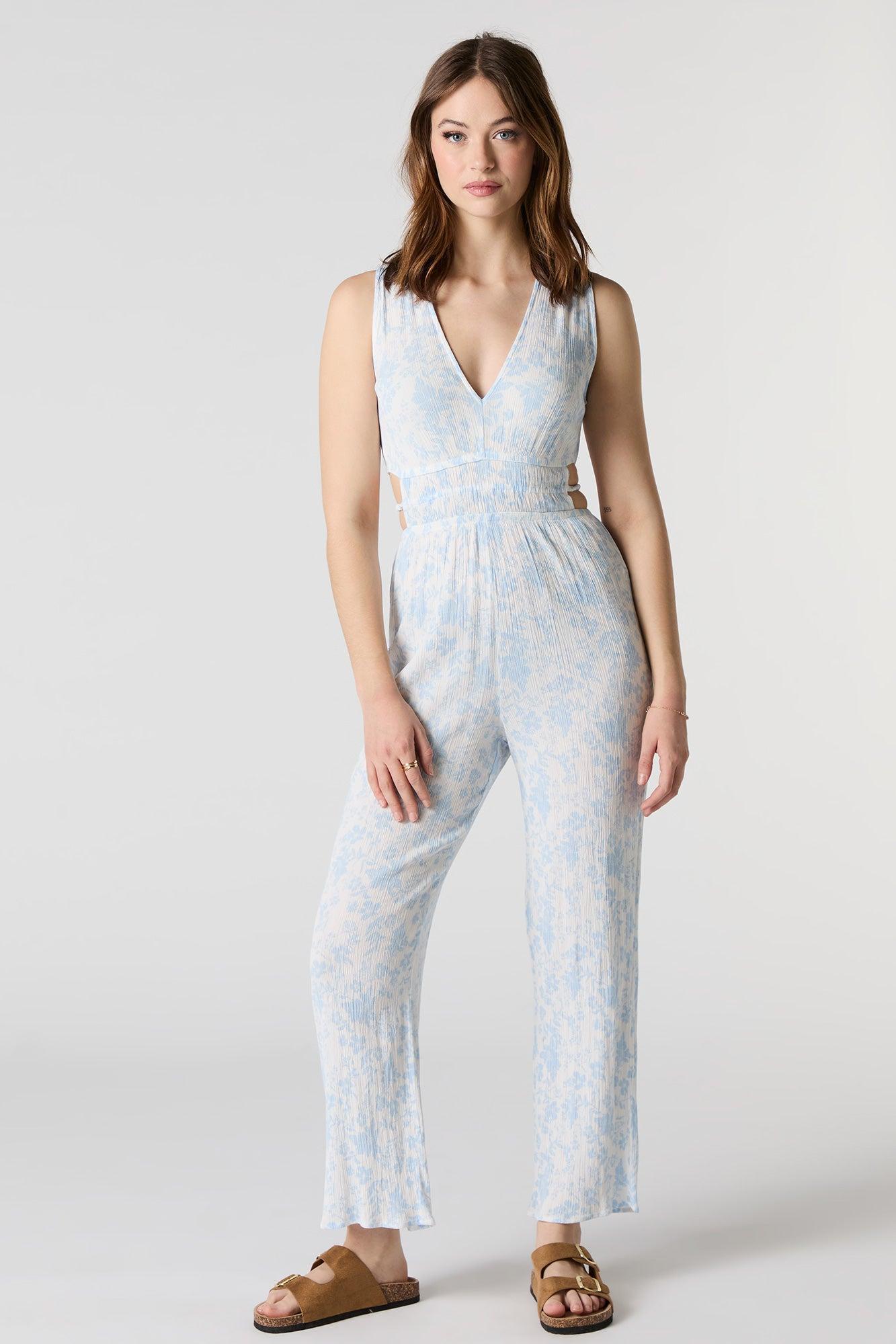 V-Neck Cut-Out Wide Leg Jumpsuit Female Product Image