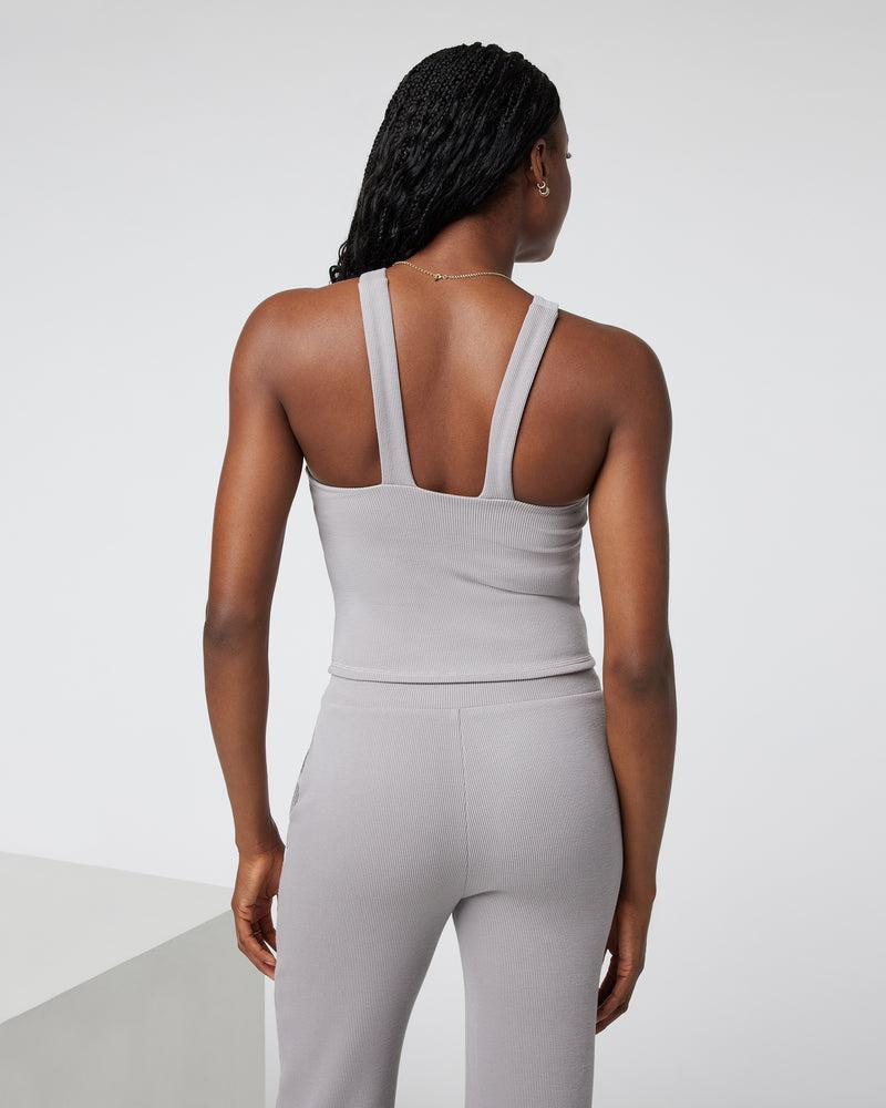 Aston Crop | Women's Soft Pewter Rib Tank Top | Vuori Product Image